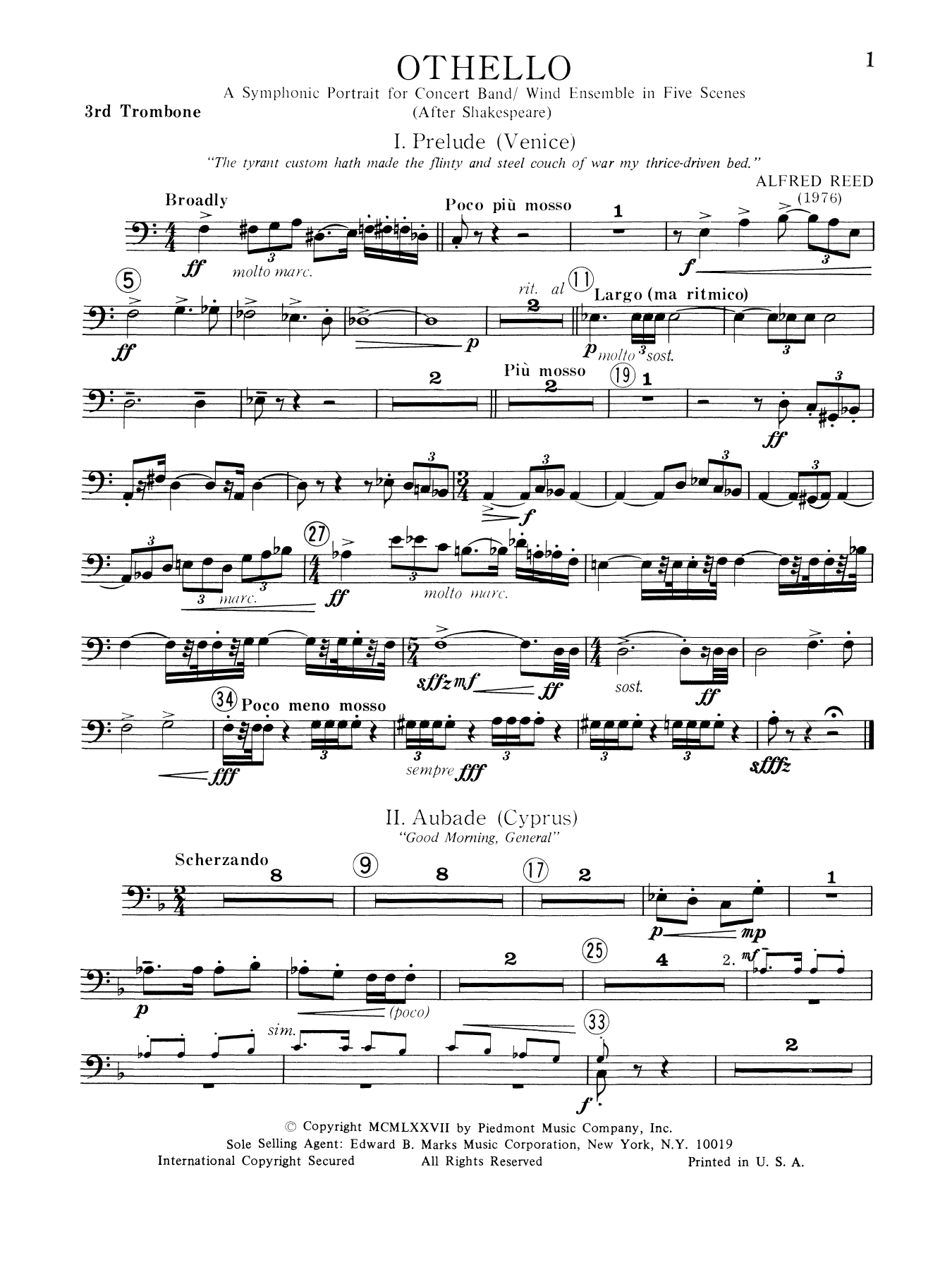 Music from Othello - 3rd Trombone