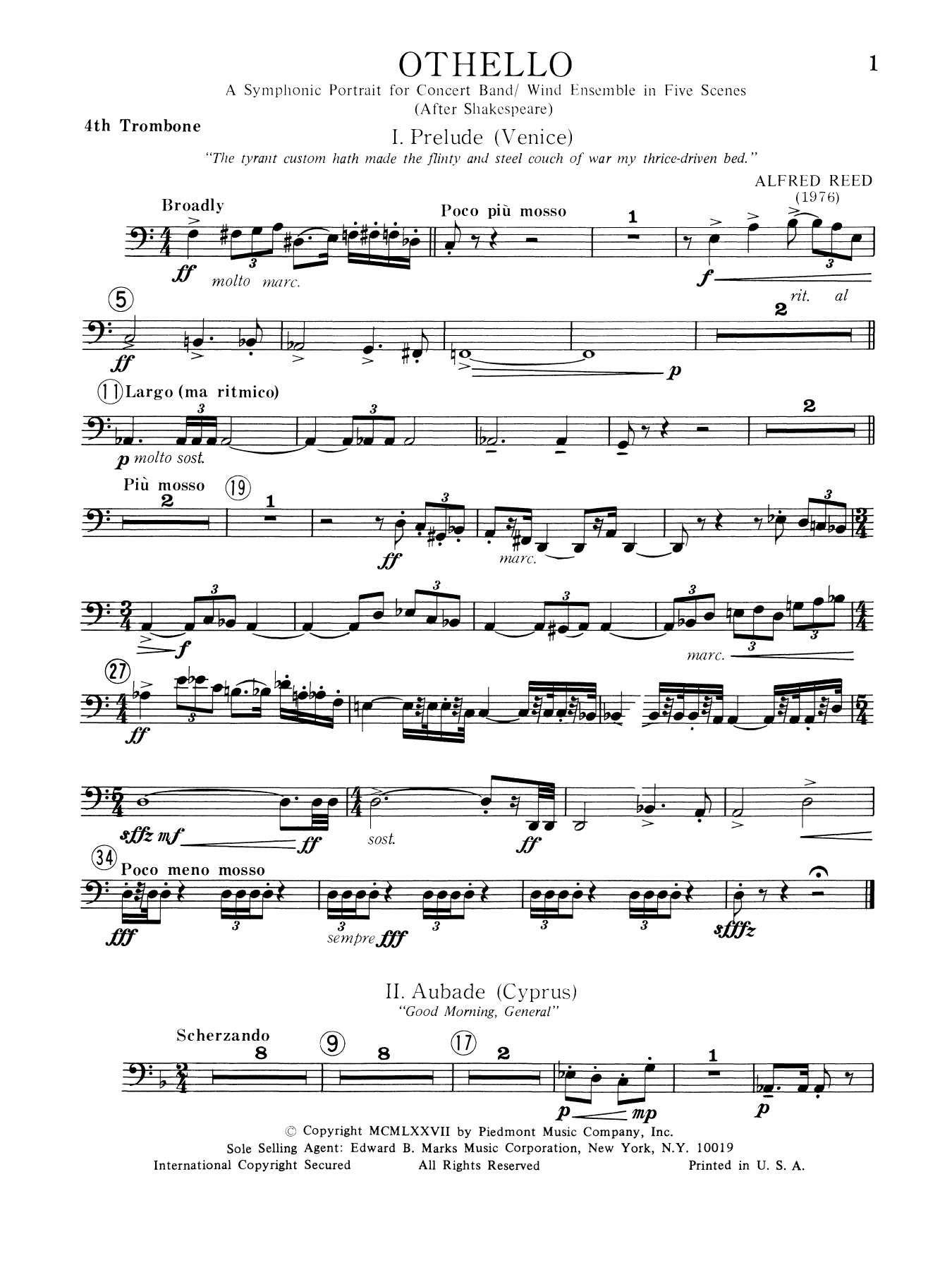 Music from Othello - 4th Trombone