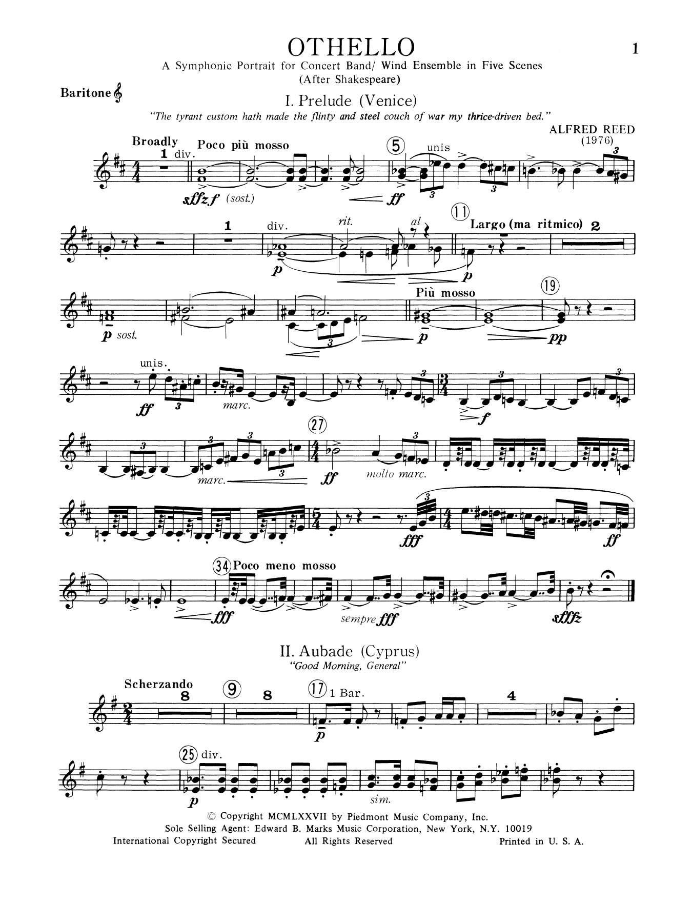 Music from Othello - Baritone T.C.