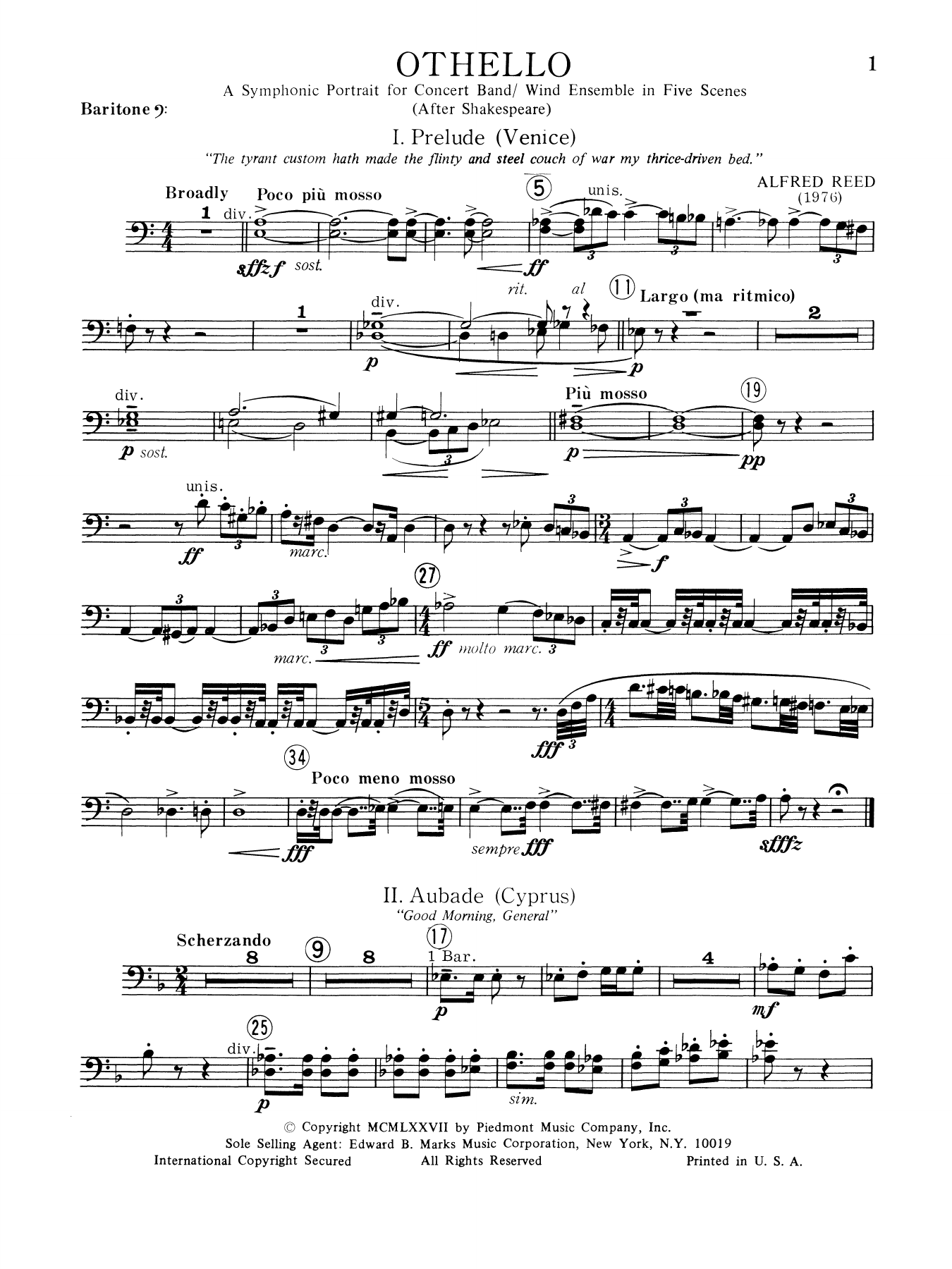 Music from Othello - Baritone B.C.