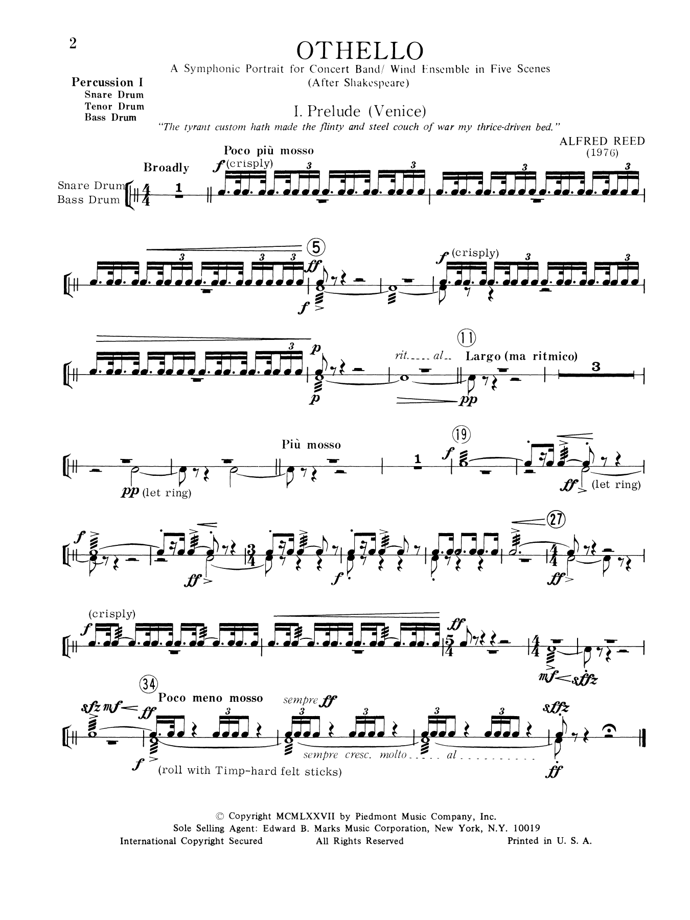 Music from Othello - Percussion 1