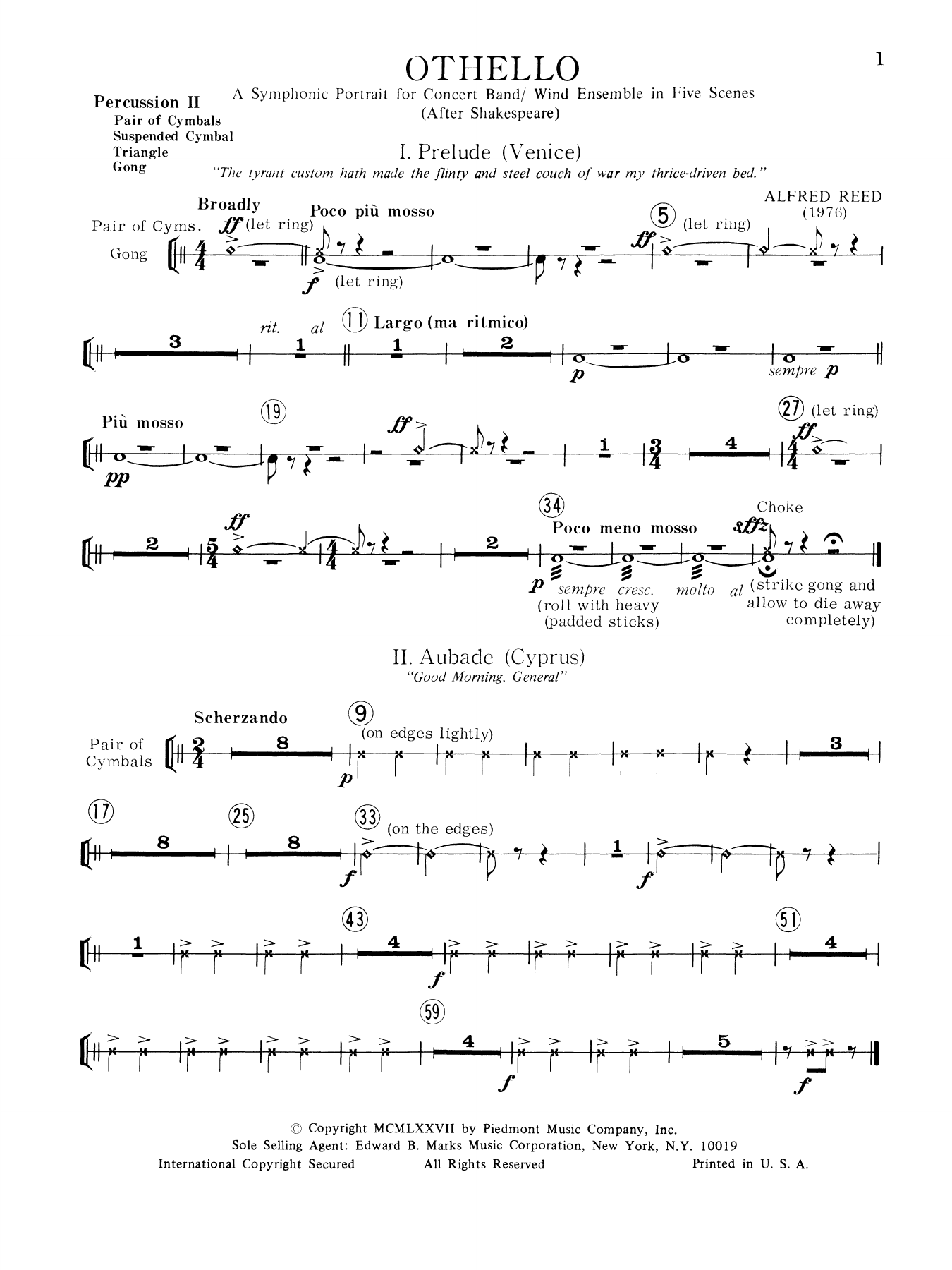 Music from Othello - Percussion 2