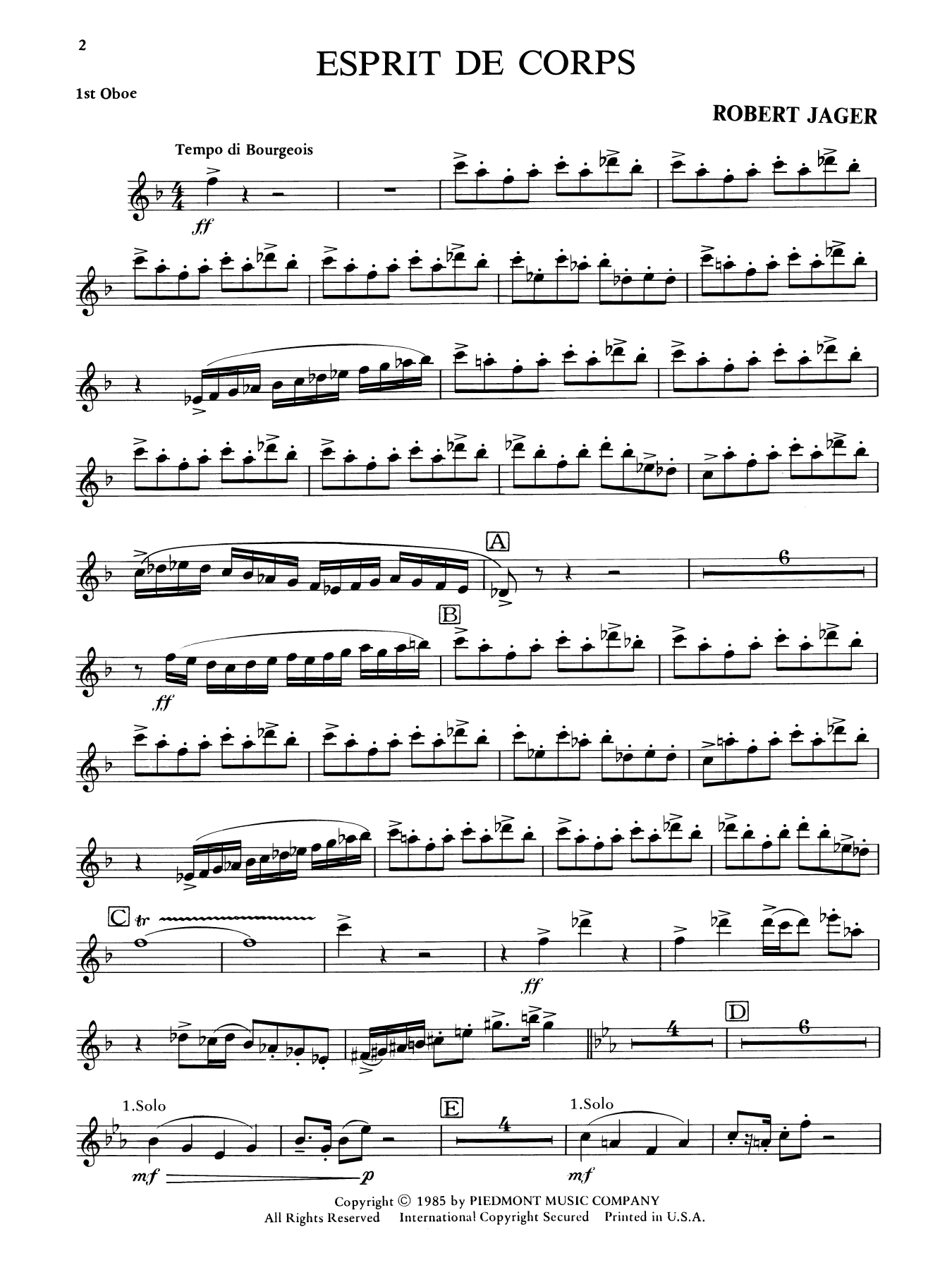 Esprit de Corps - Oboe 1
