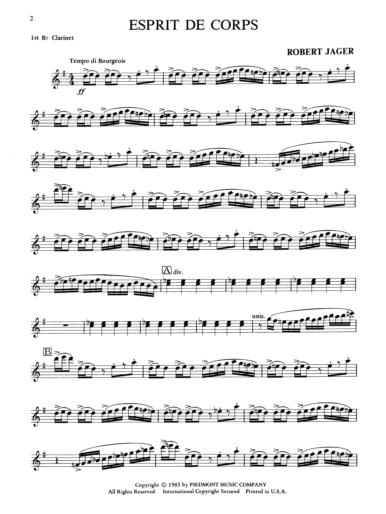 Esprit de Corps - Bb Clarinet 1