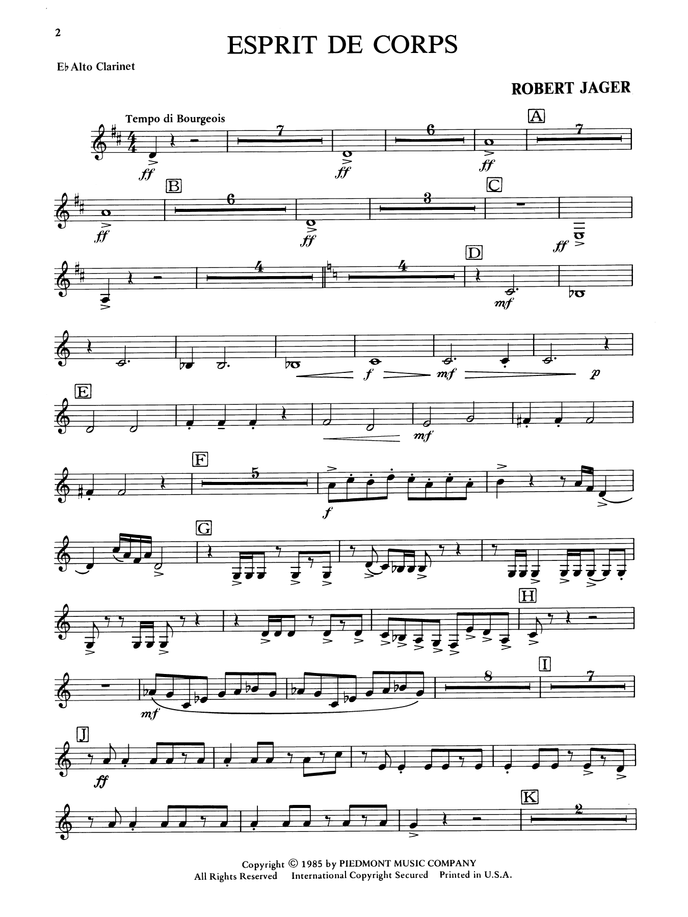Esprit de Corps - Eb Alto Clarinet