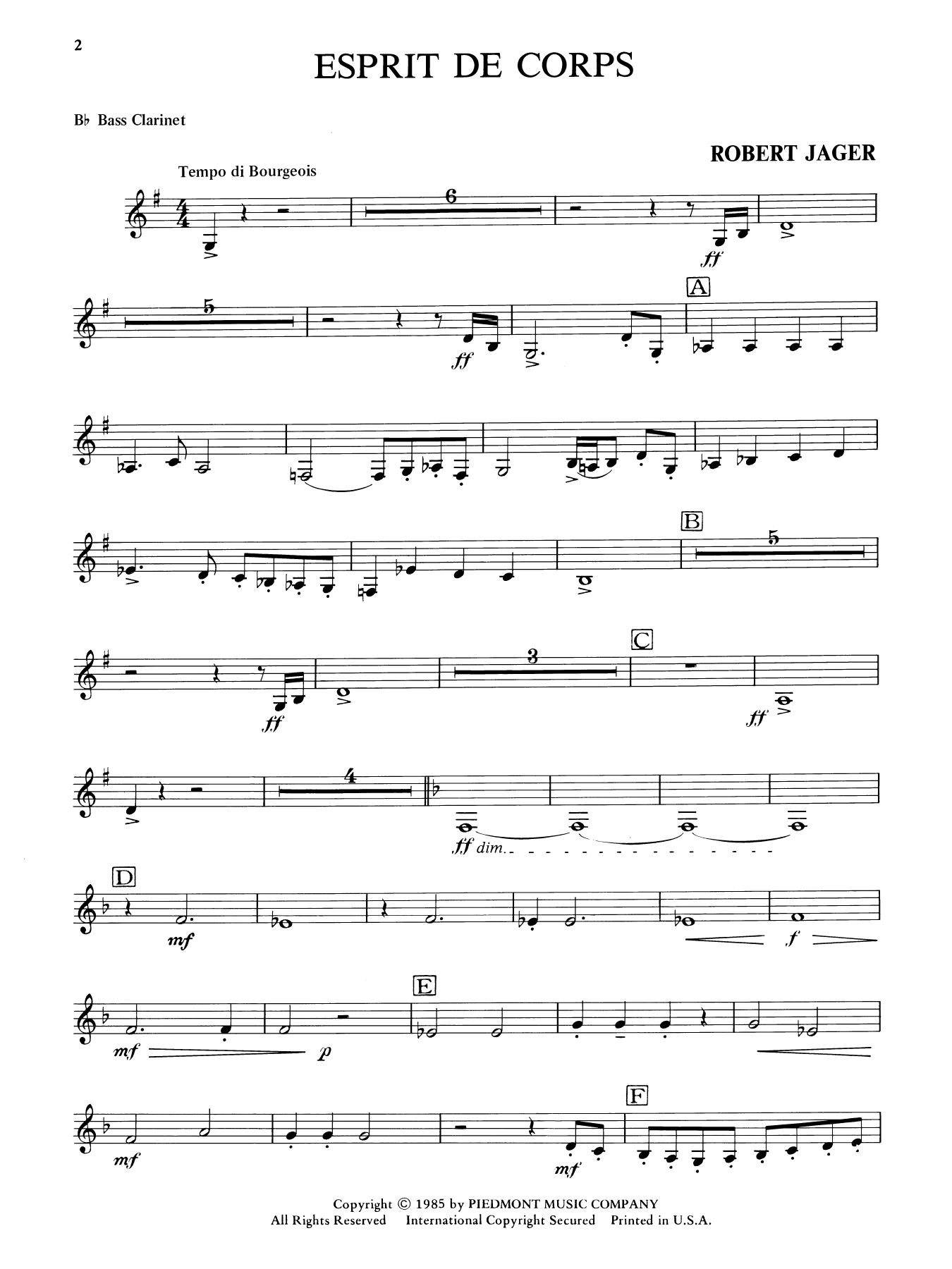 Esprit de Corps - Bb Bass Clarinet