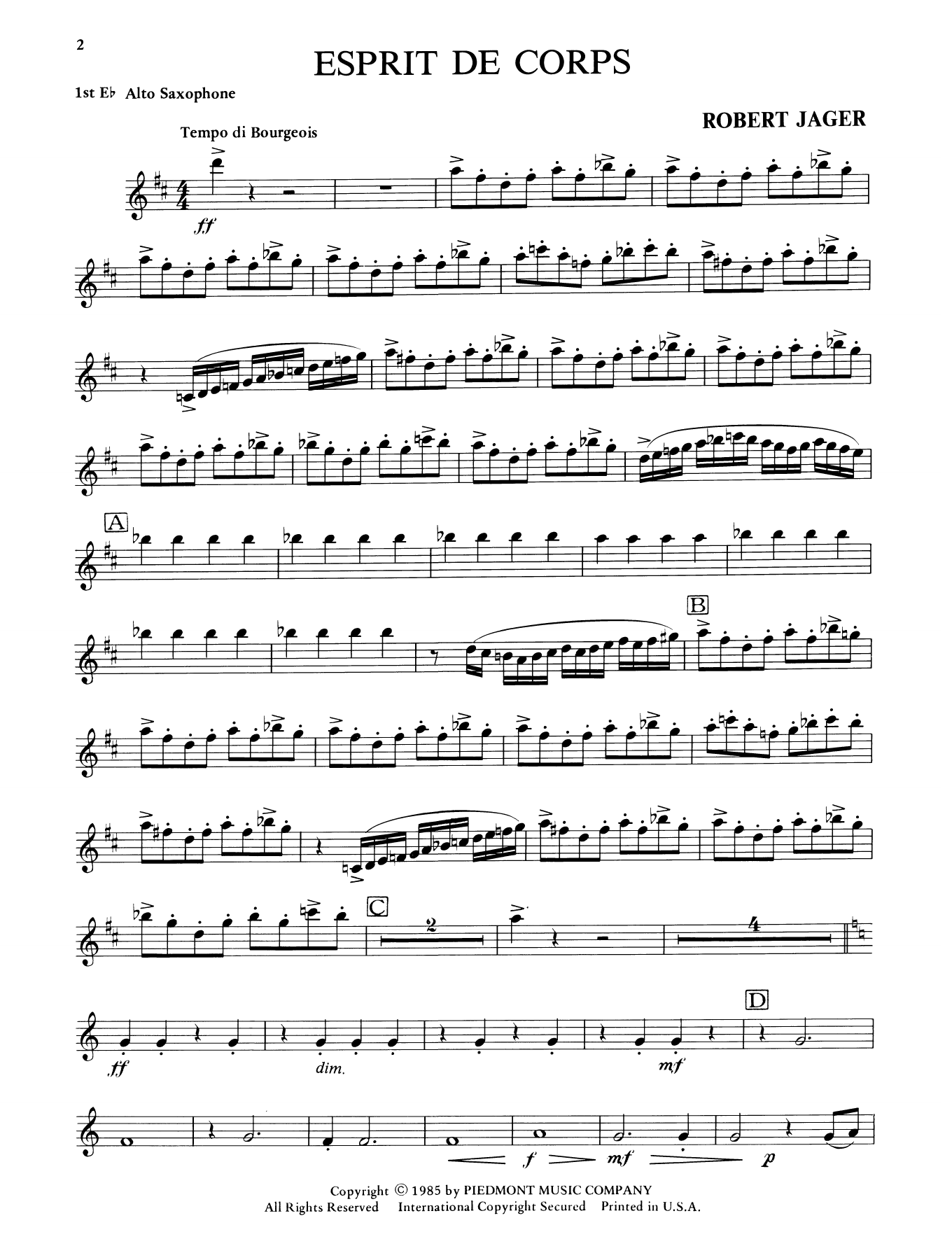 Esprit de Corps - Eb Alto Saxophone 1