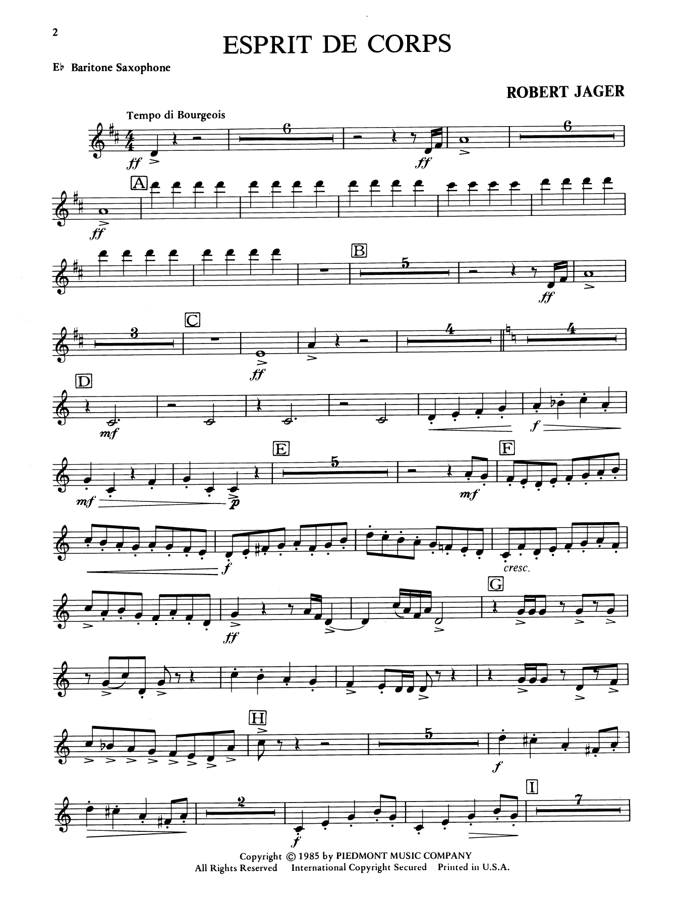 Esprit de Corps - Eb Baritone Saxophone