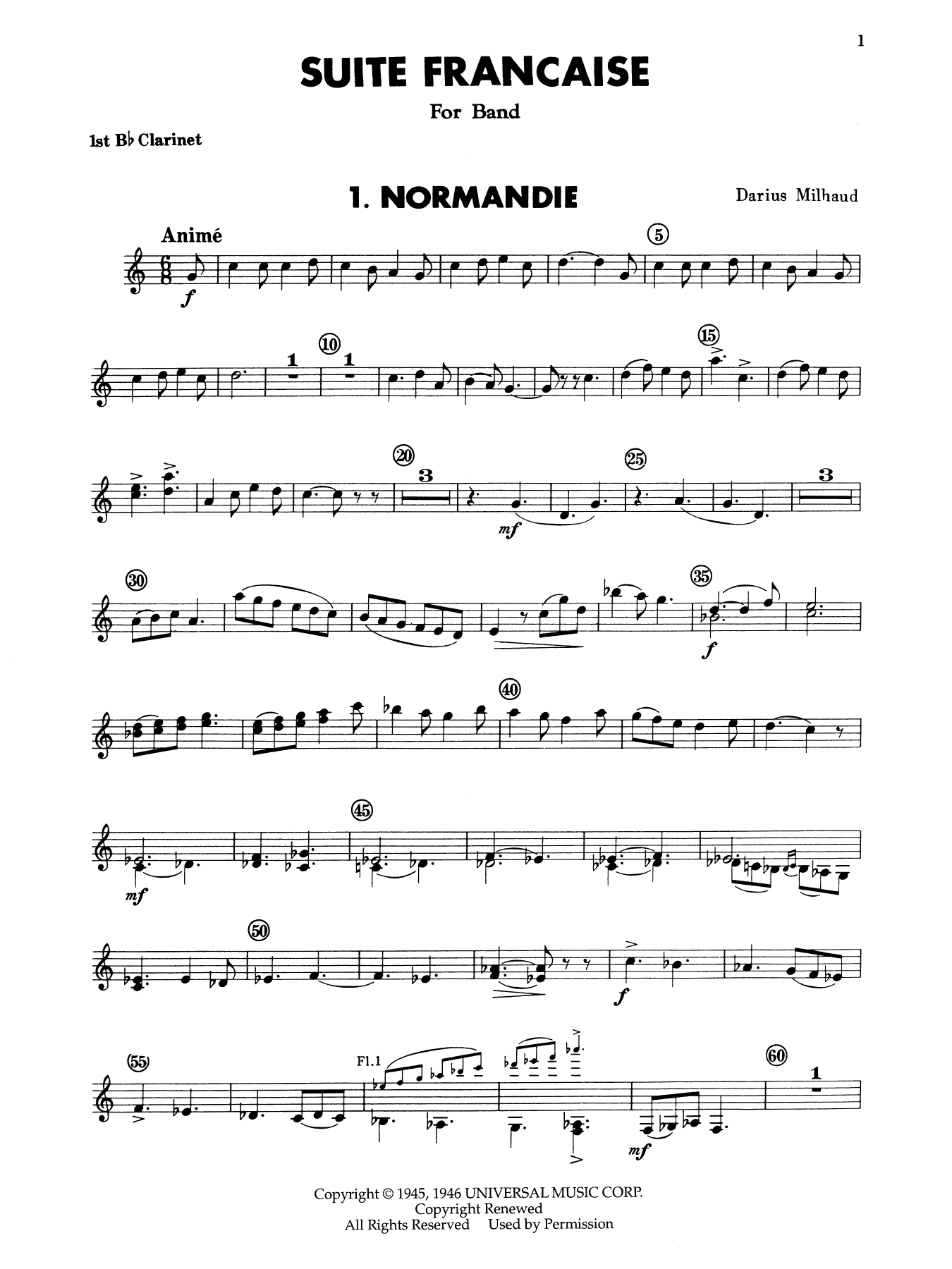 Suite Francaise - 1st Bb Clarinet