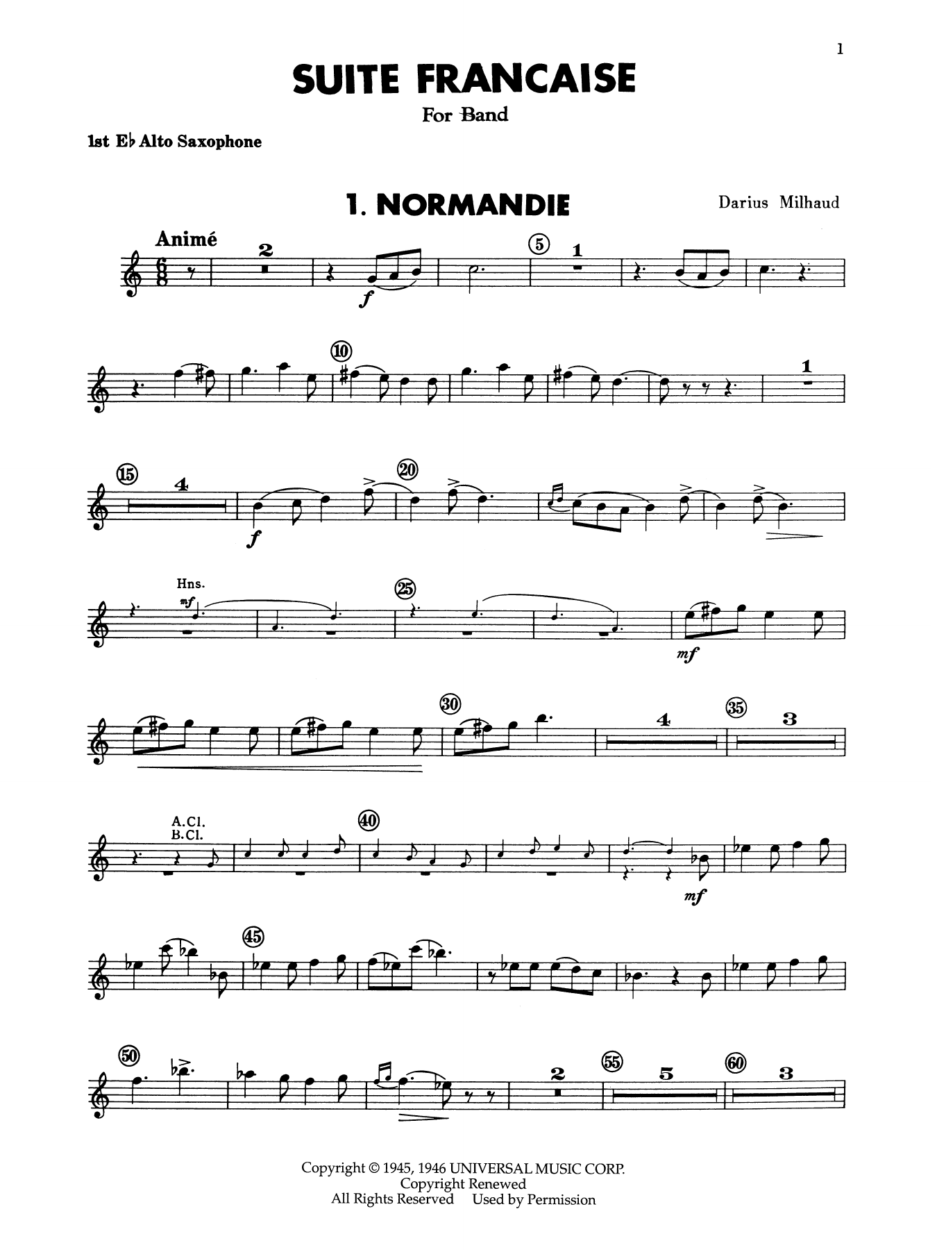 Suite Francaise - 1st Eb Alto Saxophone