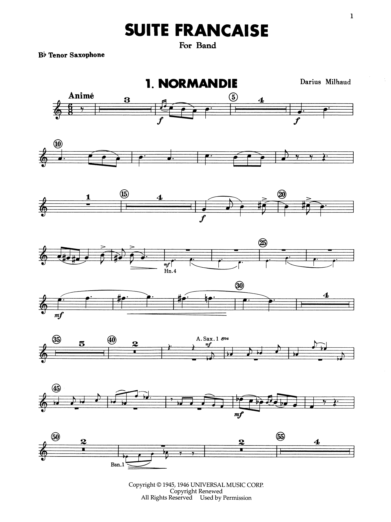 Suite Francaise - Bb Tenor Saxophone