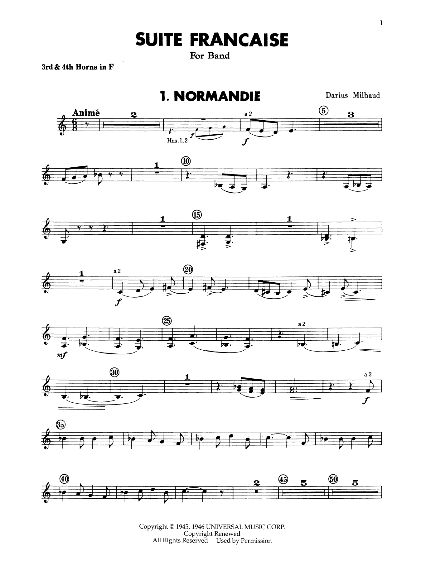Suite Francaise - 3rd 4th F Horn