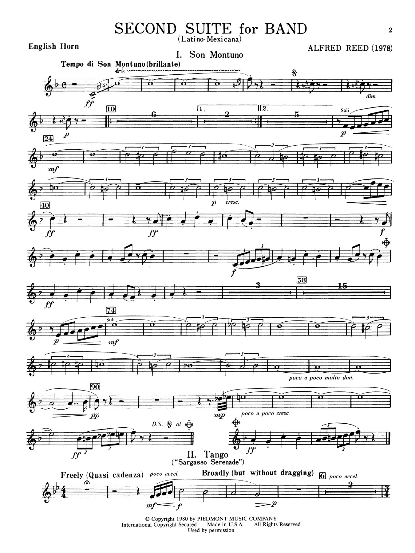 Second Suite for Band - English Horn