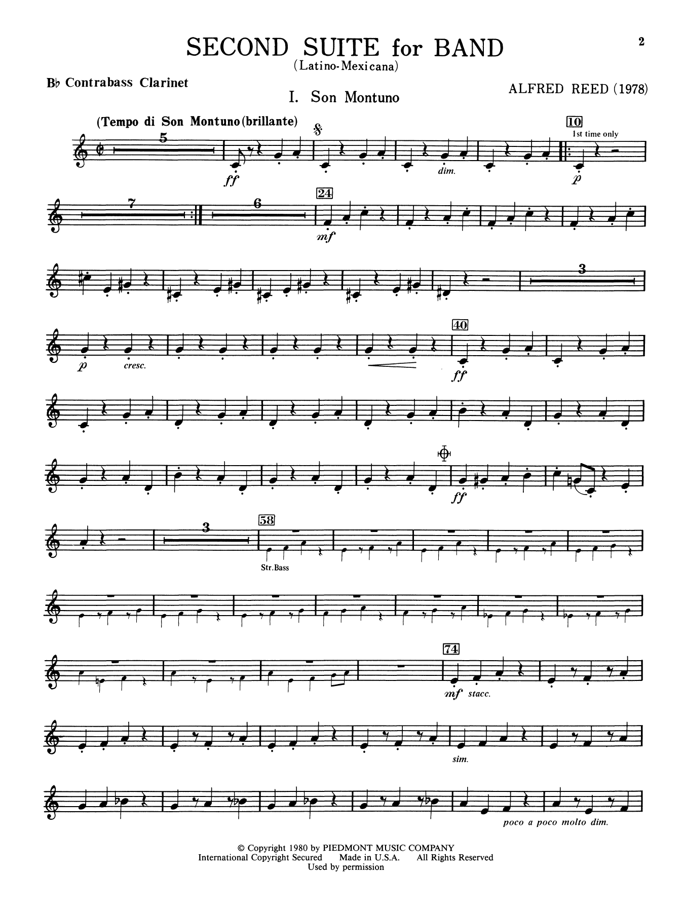 Second Suite for Band - Bb Contra Bass Clarinet