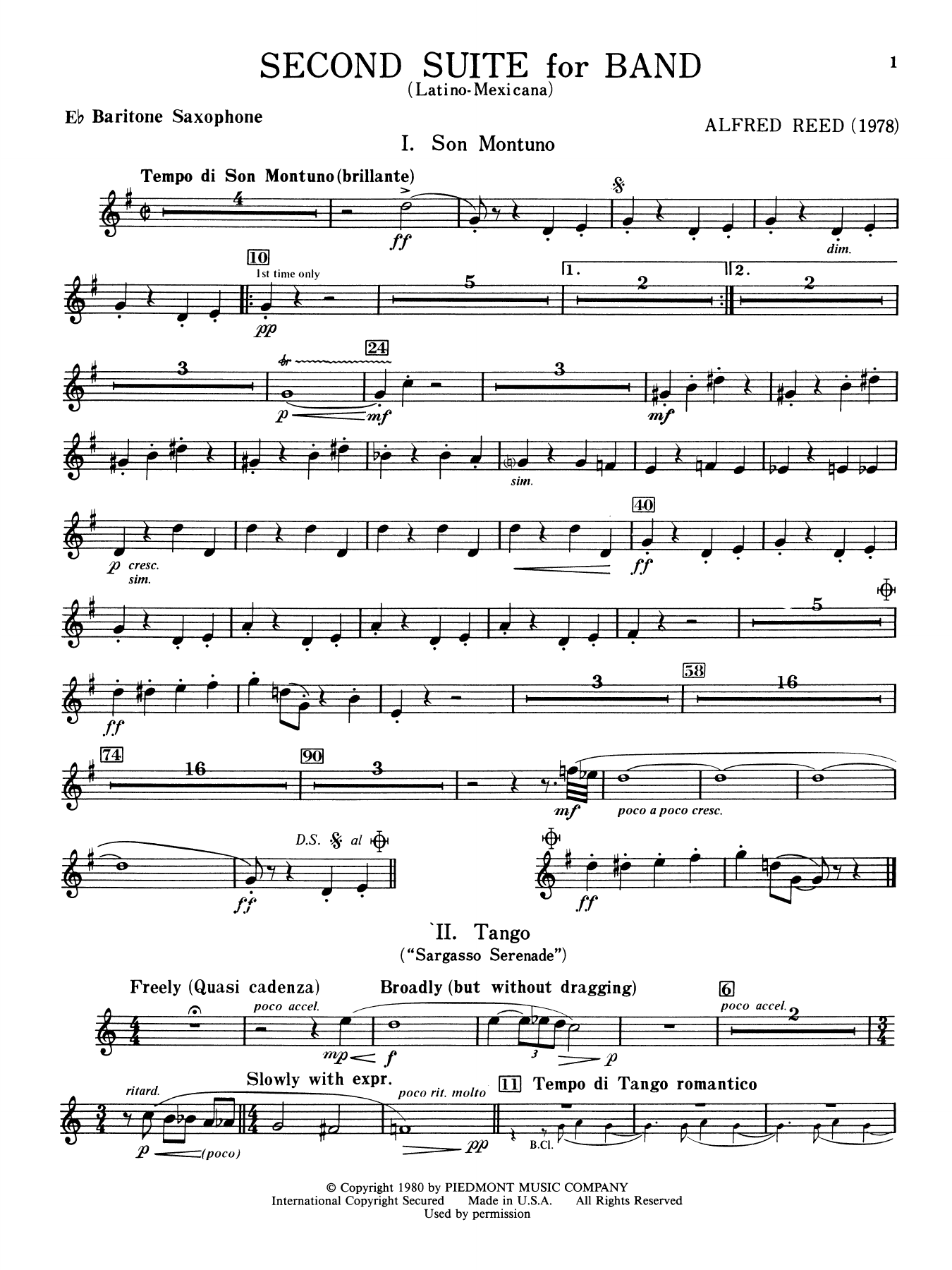Second Suite for Band - Eb Baritone Sax