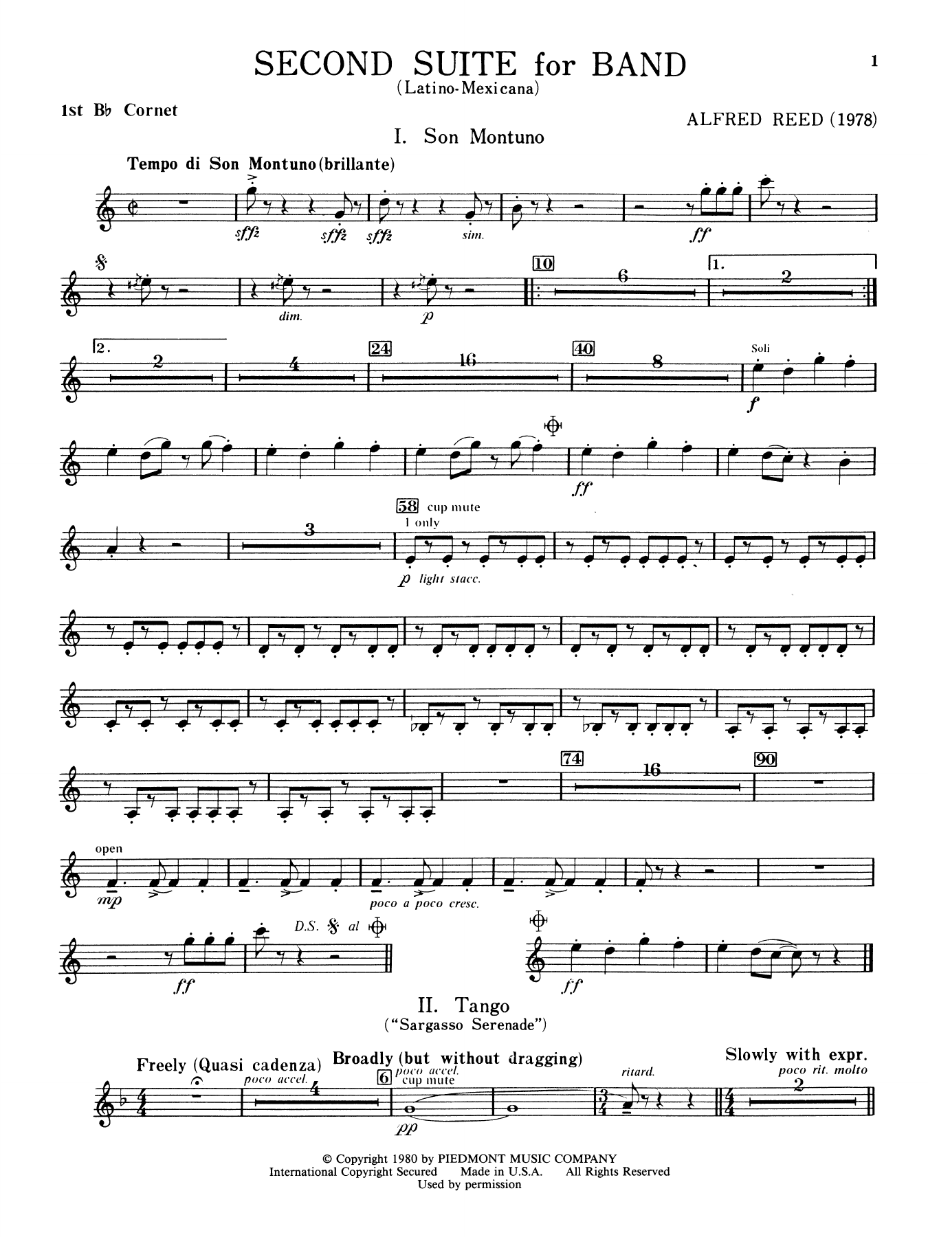 Second Suite for Band - 1st Bb Cornet 1