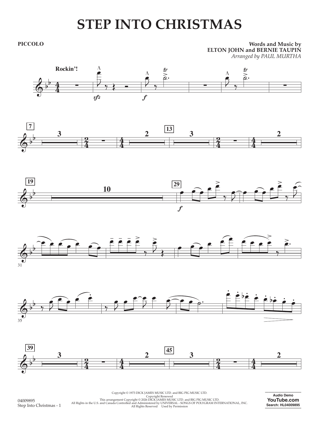 Step into Christmas (arr. Paul Murtha) - Piccolo