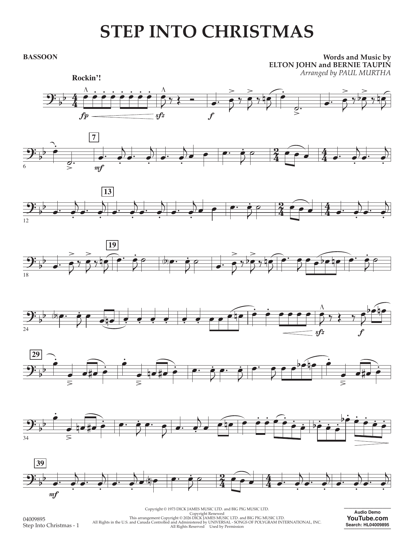 Step into Christmas (arr. Paul Murtha) - Bassoon