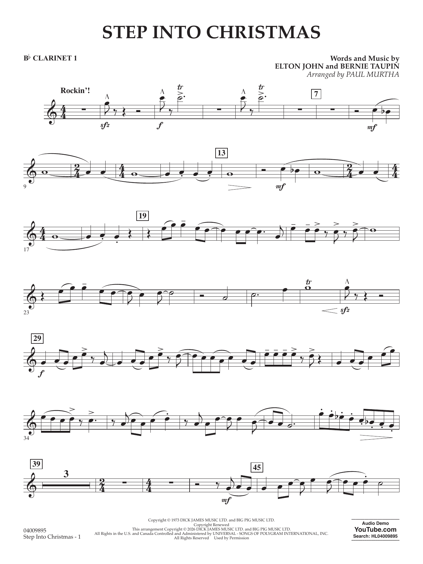 Step into Christmas (arr. Paul Murtha) - Bb Clarinet 1