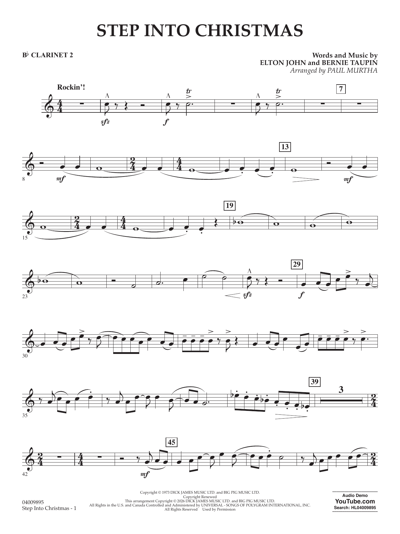 Step into Christmas (arr. Paul Murtha) - Bb Clarinet 2