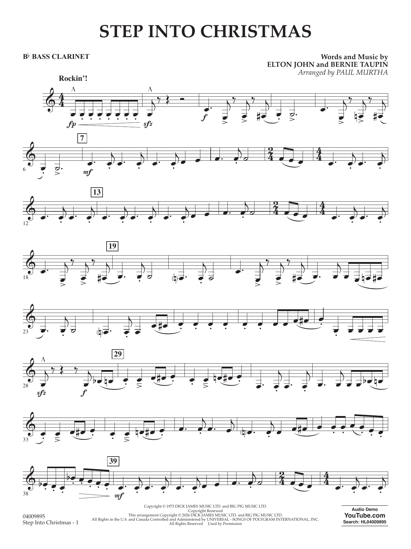 Step into Christmas (arr. Paul Murtha) - Bb Bass Clarinet