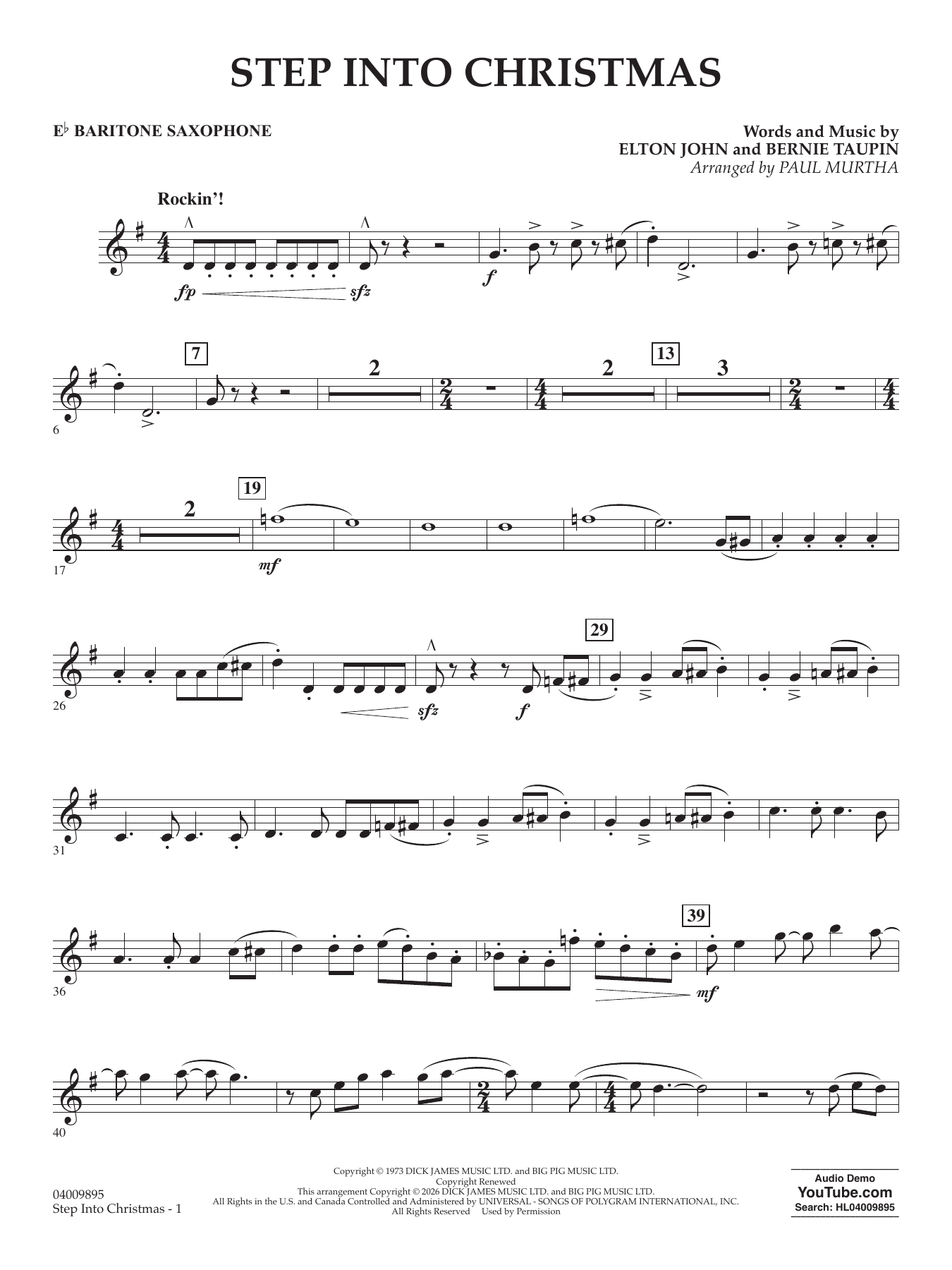 Step into Christmas (arr. Paul Murtha) - Eb Baritone Saxophone
