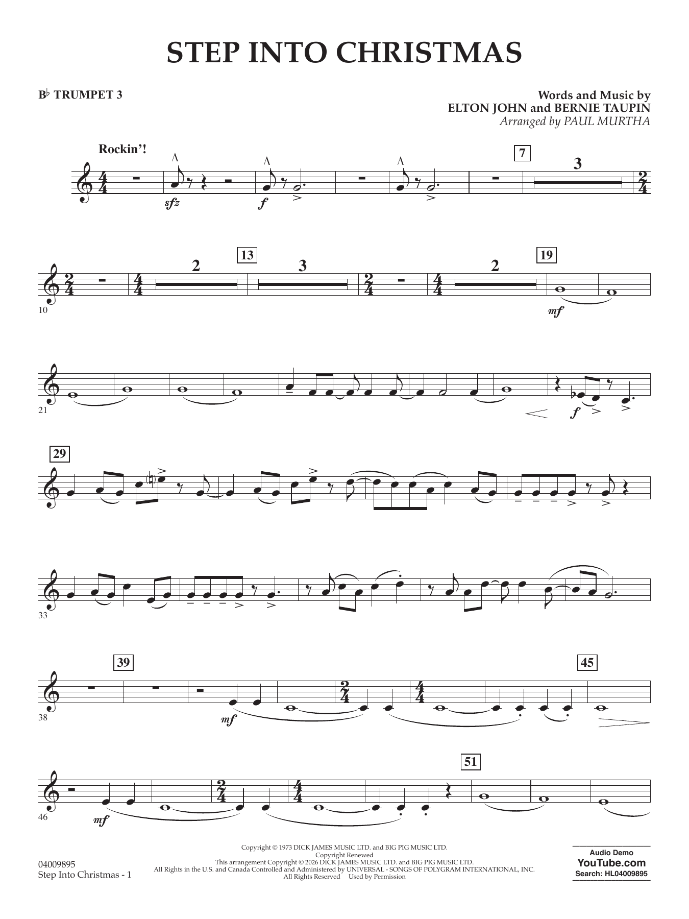 Step into Christmas (arr. Paul Murtha) - Bb Trumpet 3