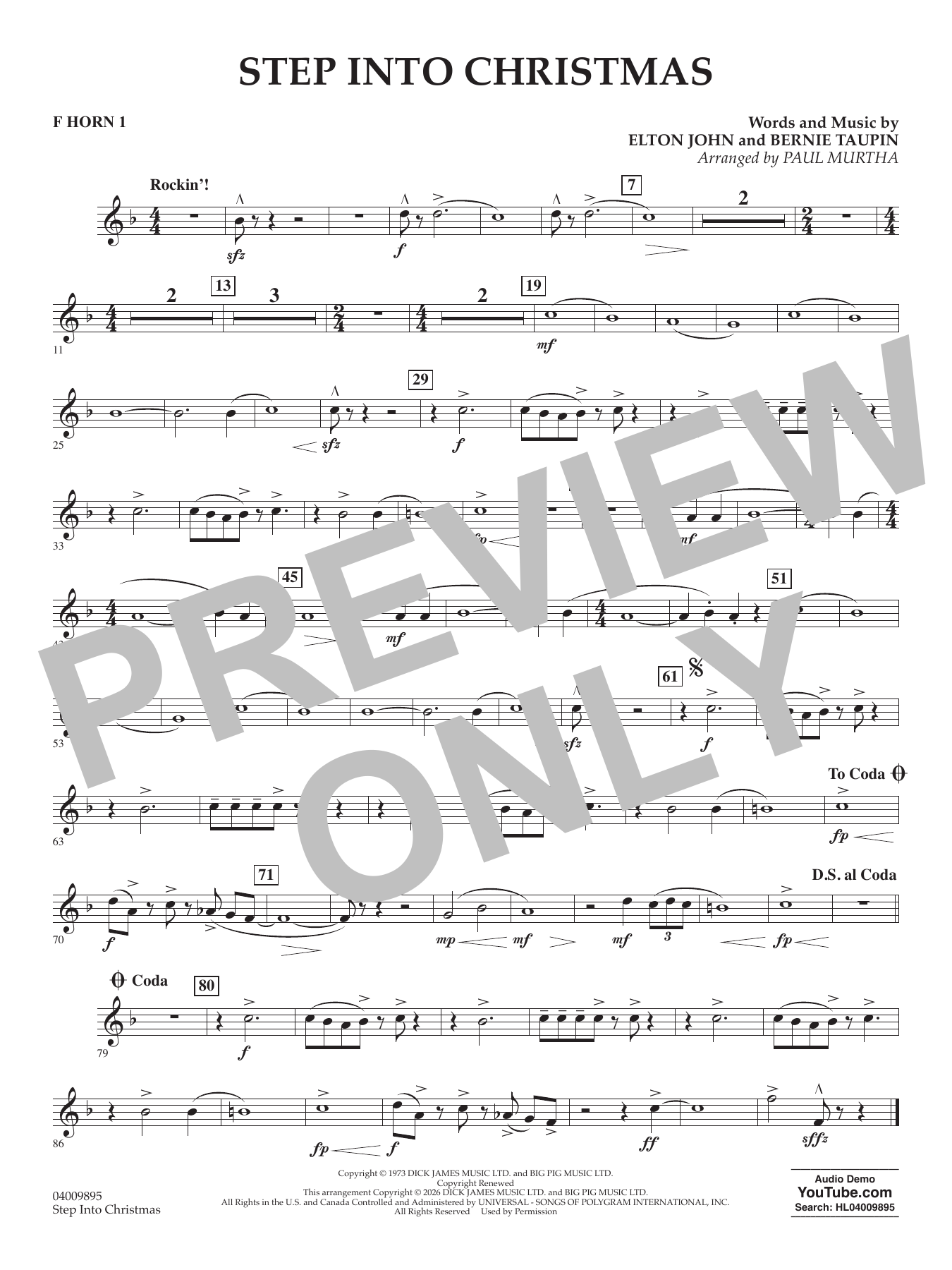 Step into Christmas (arr. Paul Murtha) - F Horn 1