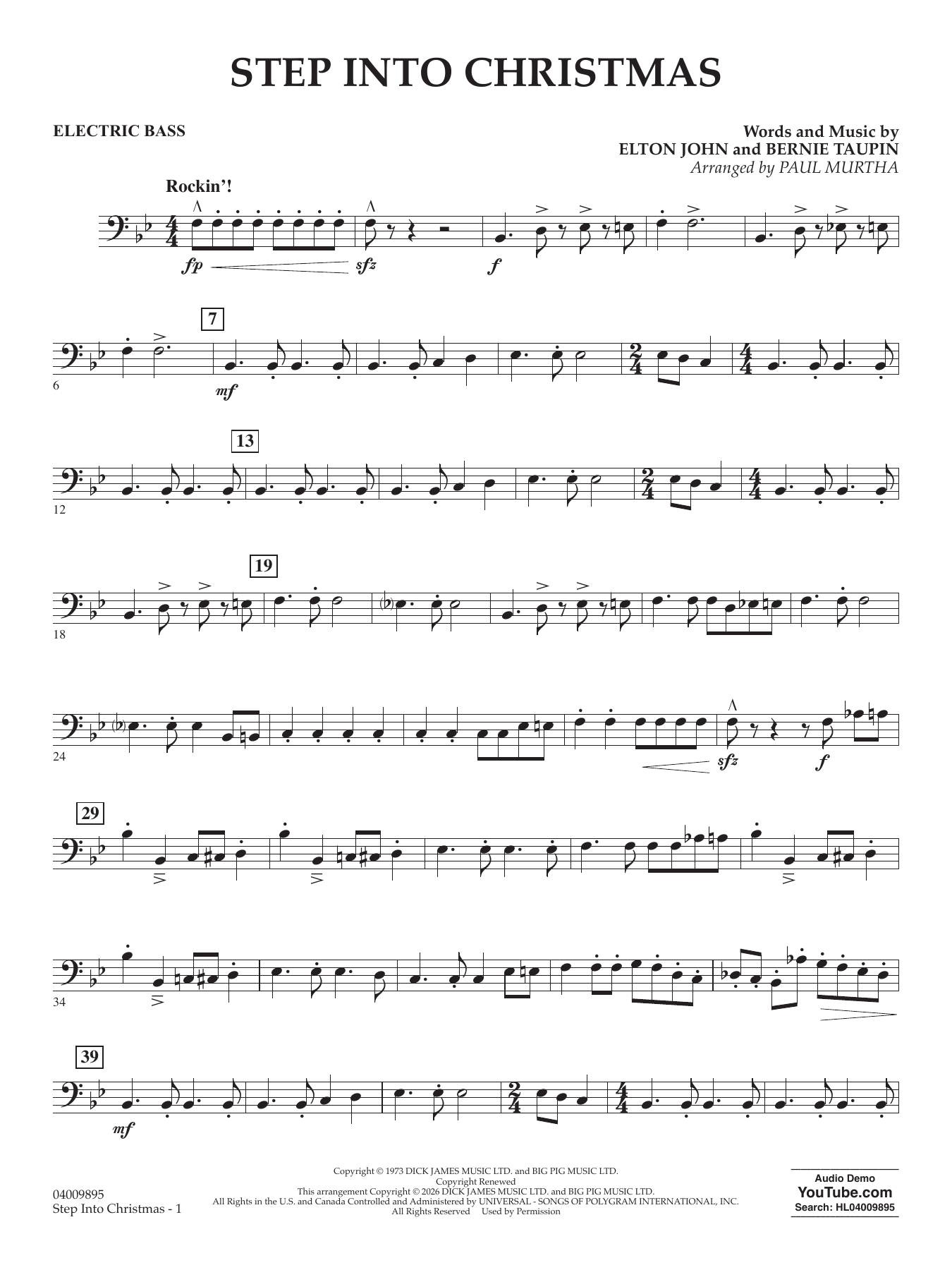 Step into Christmas (arr. Paul Murtha) - Electric Bass