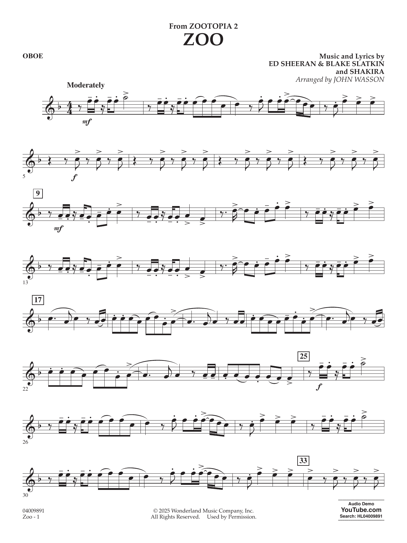 Zoo (from Zootopia 2) - Oboe