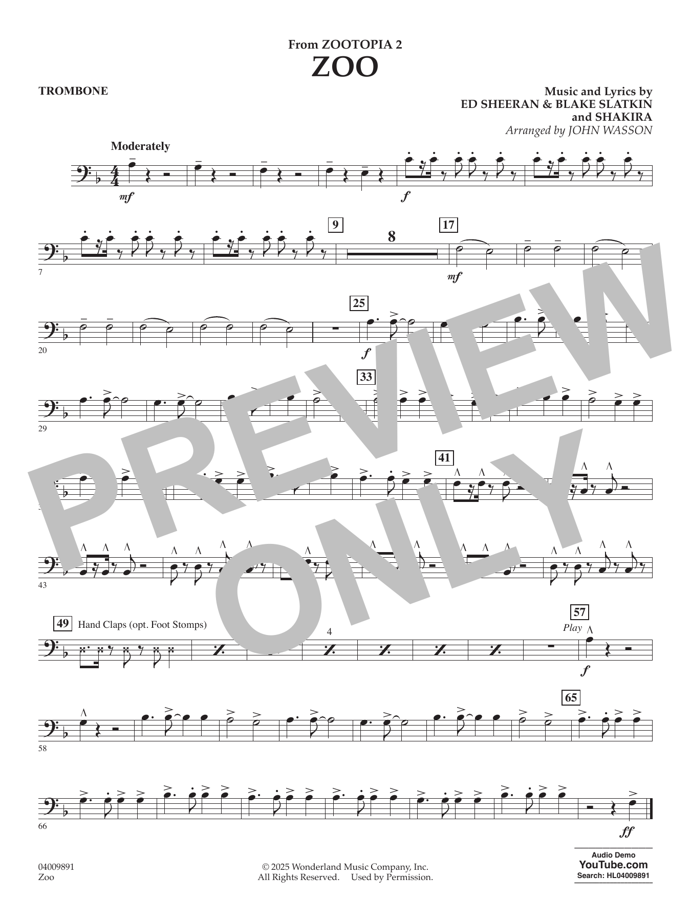 Zoo (from Zootopia 2) - Trombone