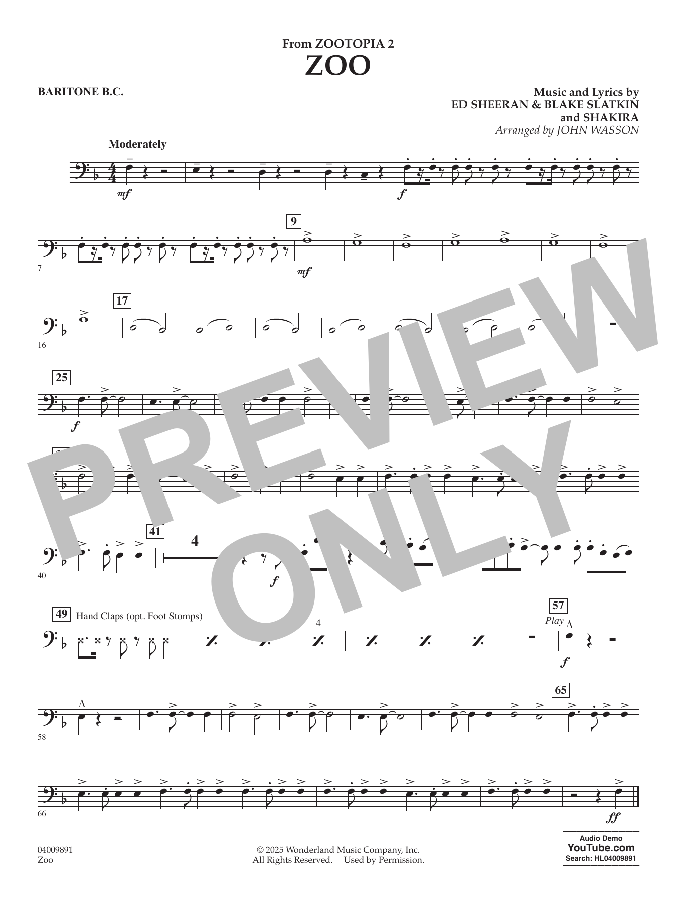 Zoo (from Zootopia 2) - Baritone B.C.