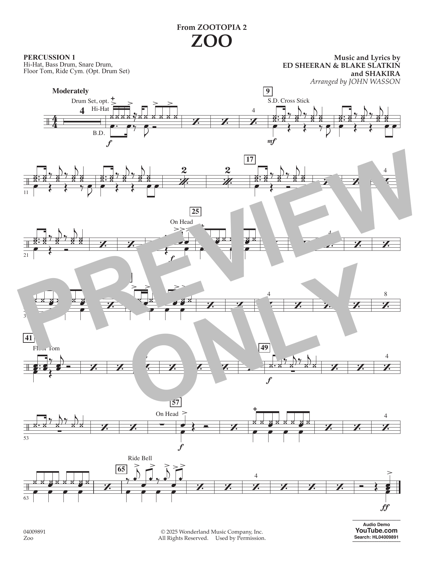 Zoo (from Zootopia 2) - Percussion 1