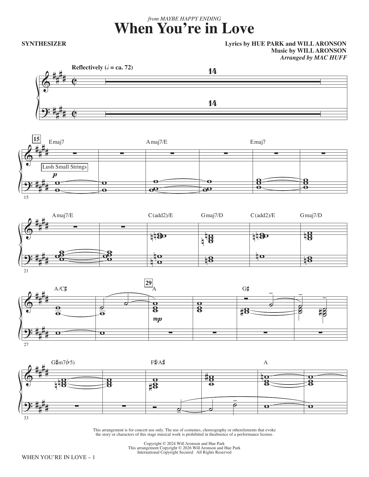 When You're In Love (arr. Mac Huff) - Synthesizer