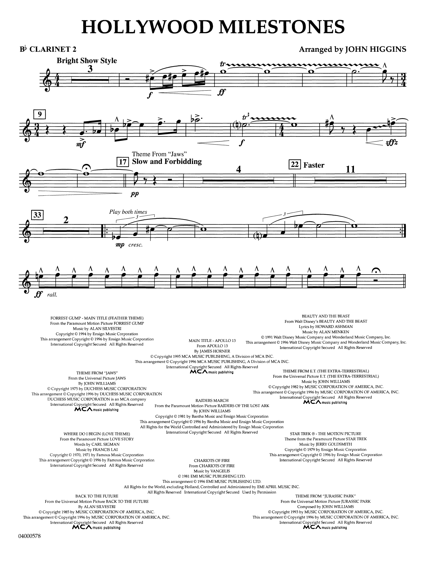 Hollywood Milestones - Bb Clarinet 2