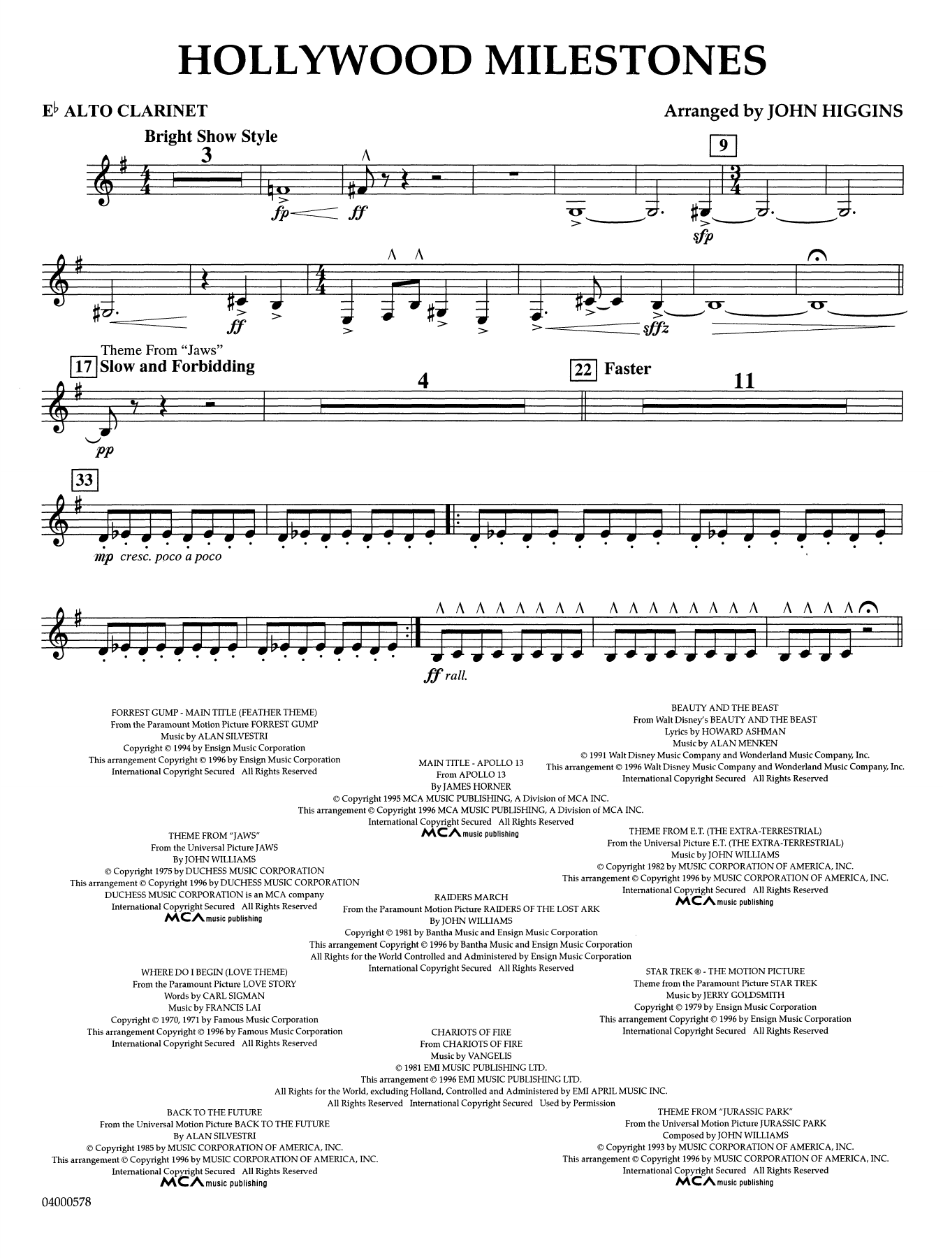 Hollywood Milestones - Eb Alto Clarinet