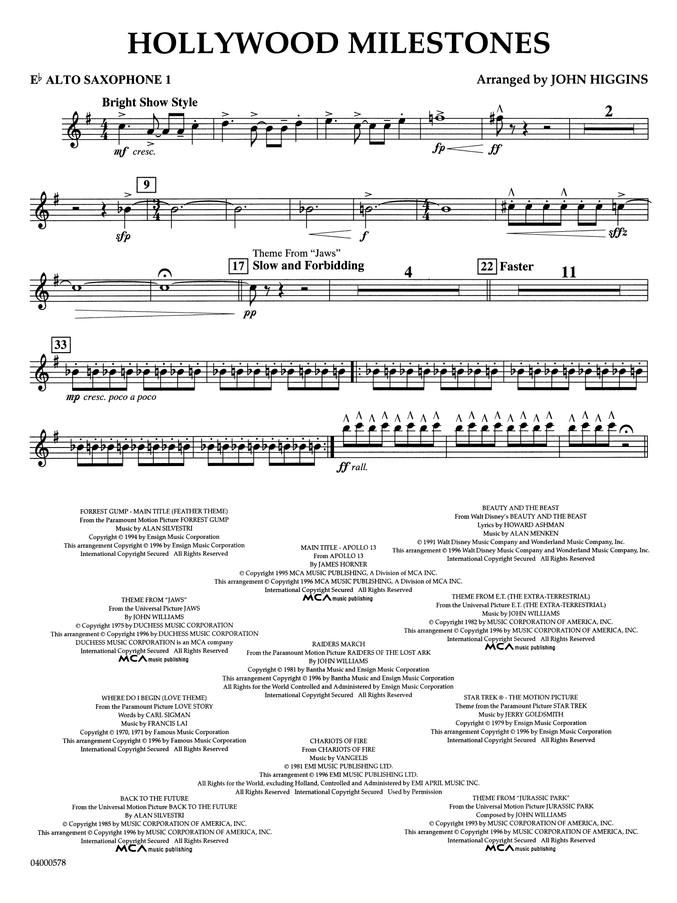 Hollywood Milestones - Eb Alto Saxophone 1