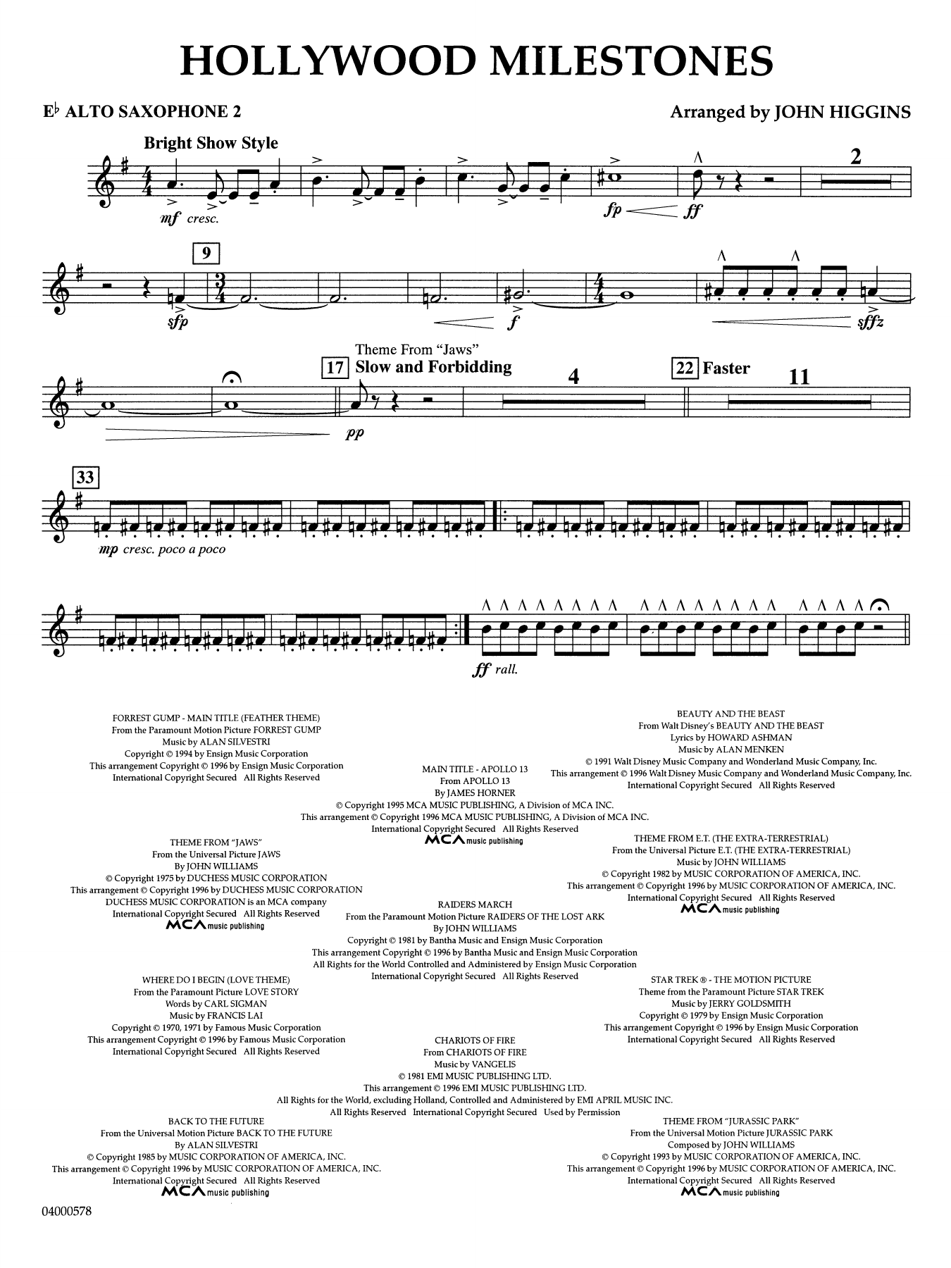 Hollywood Milestones - Eb Alto Saxophone 2