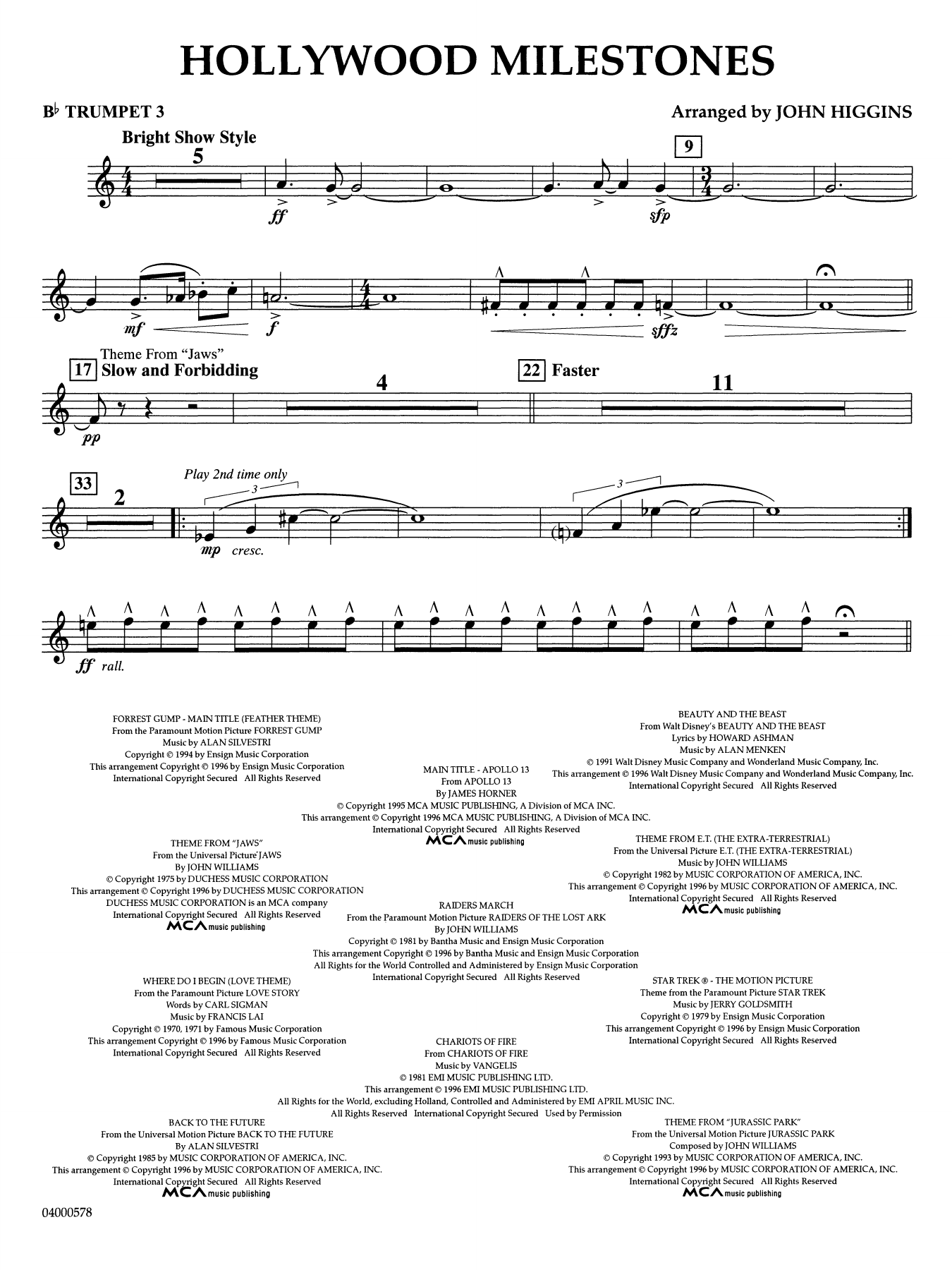 Hollywood Milestones - Bb Trumpet 3