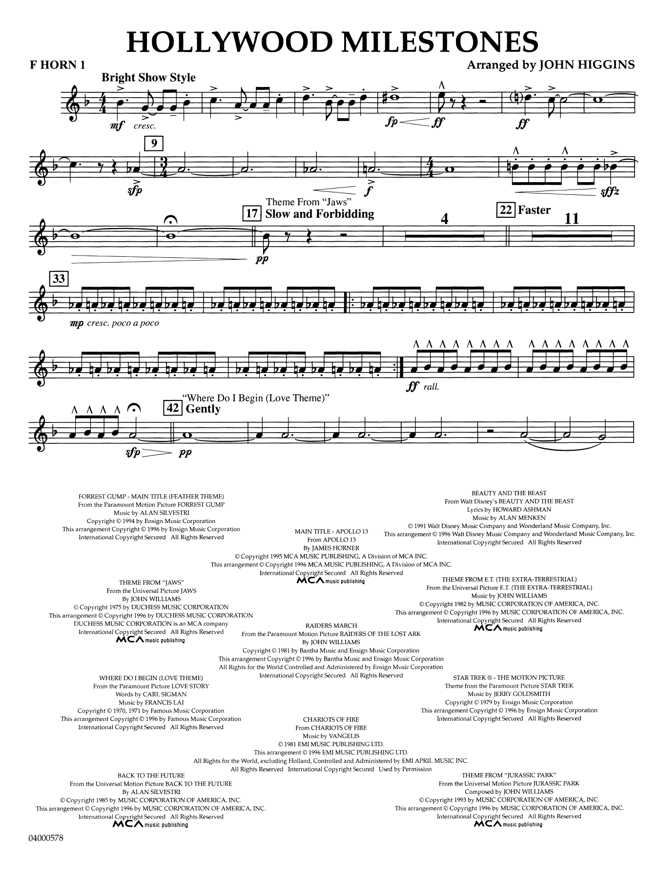 Hollywood Milestones - F Horn 1