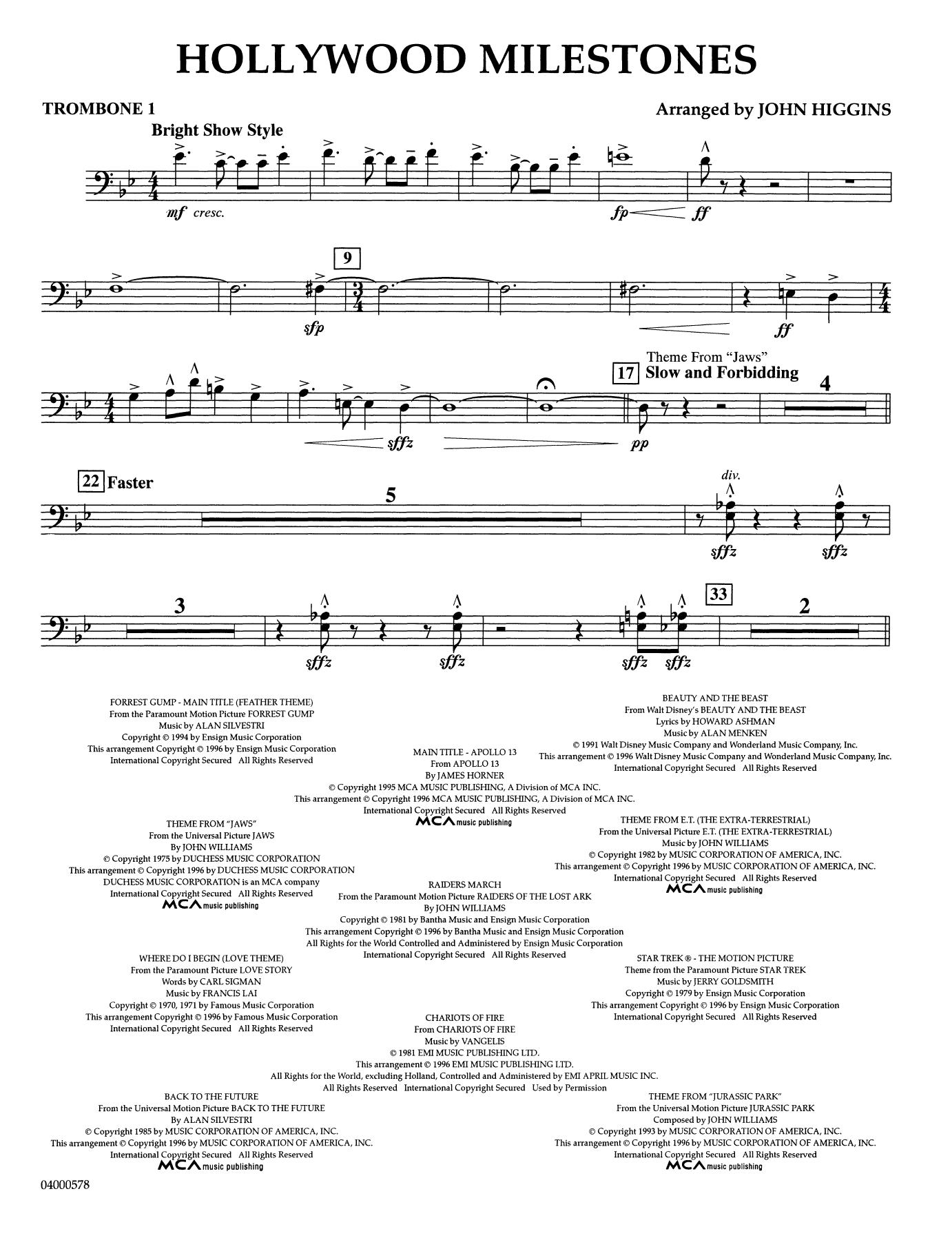 Hollywood Milestones - Trombone 1