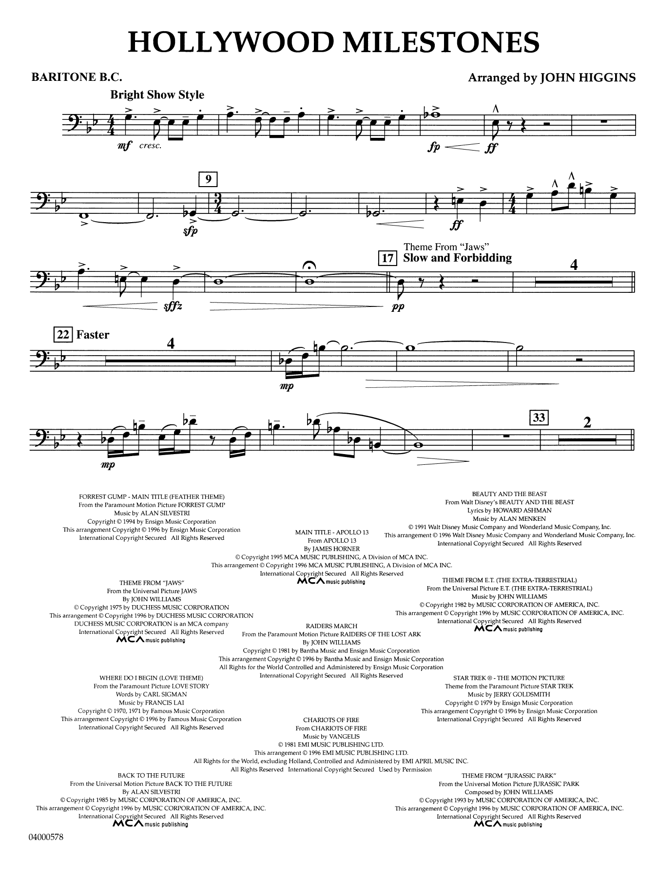 Hollywood Milestones - Baritone B.C.
