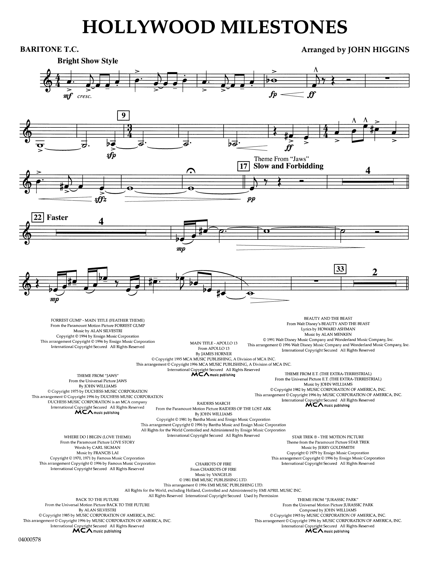Hollywood Milestones - Baritone T.C.