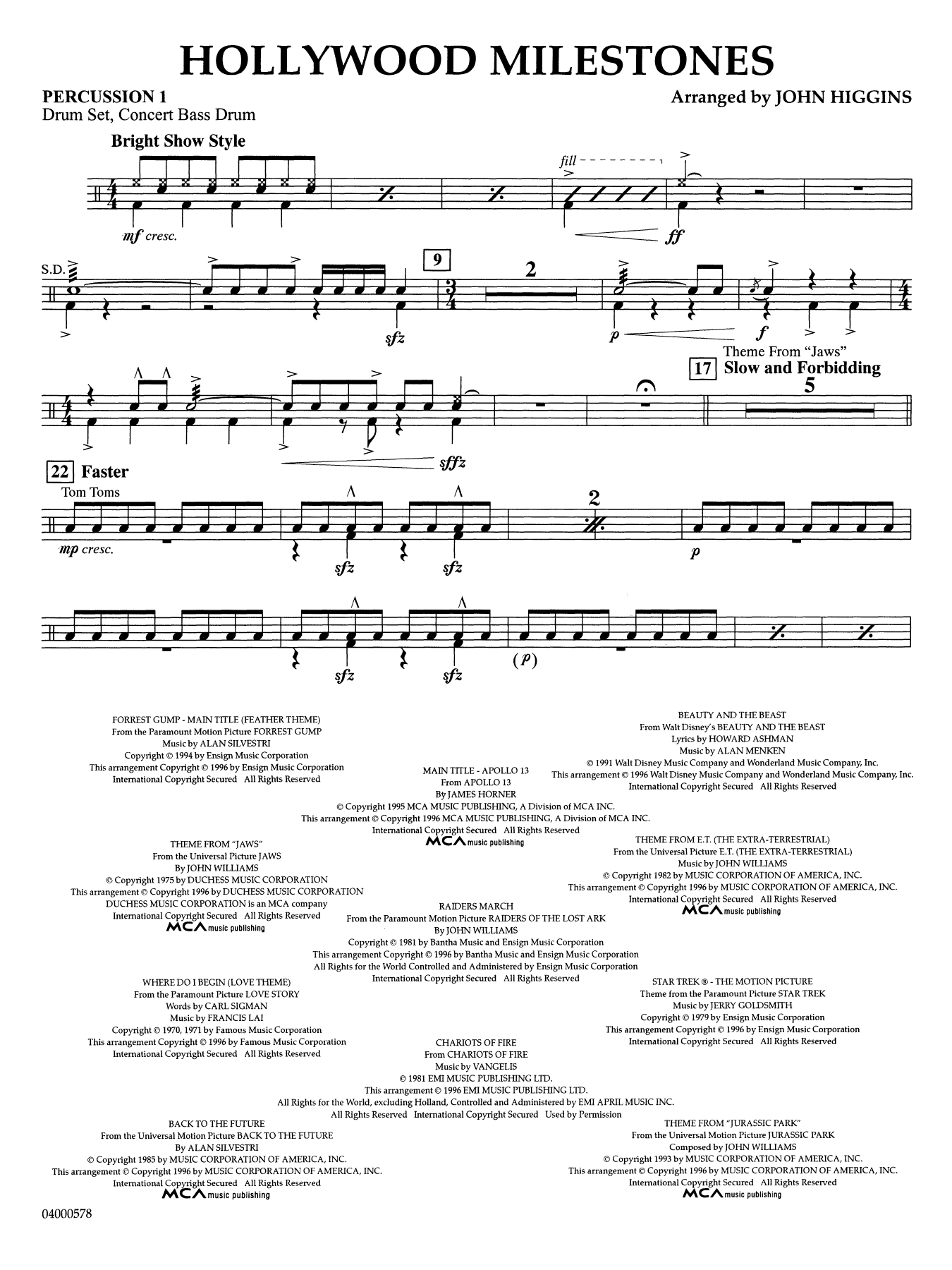 Hollywood Milestones - Percussion 1