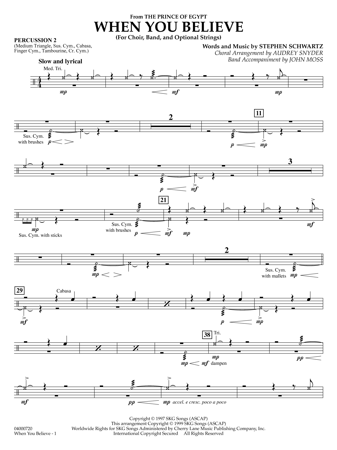 When You Believe (from he Prince of Egypt) (arr. Moss Snyder) - Percussion 2