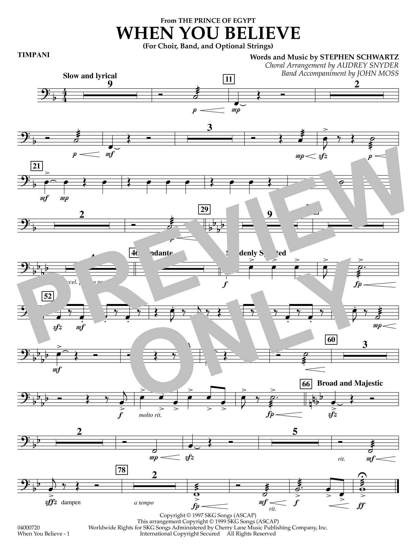 When You Believe (from he Prince of Egypt) (arr. Moss Snyder) - Timpani