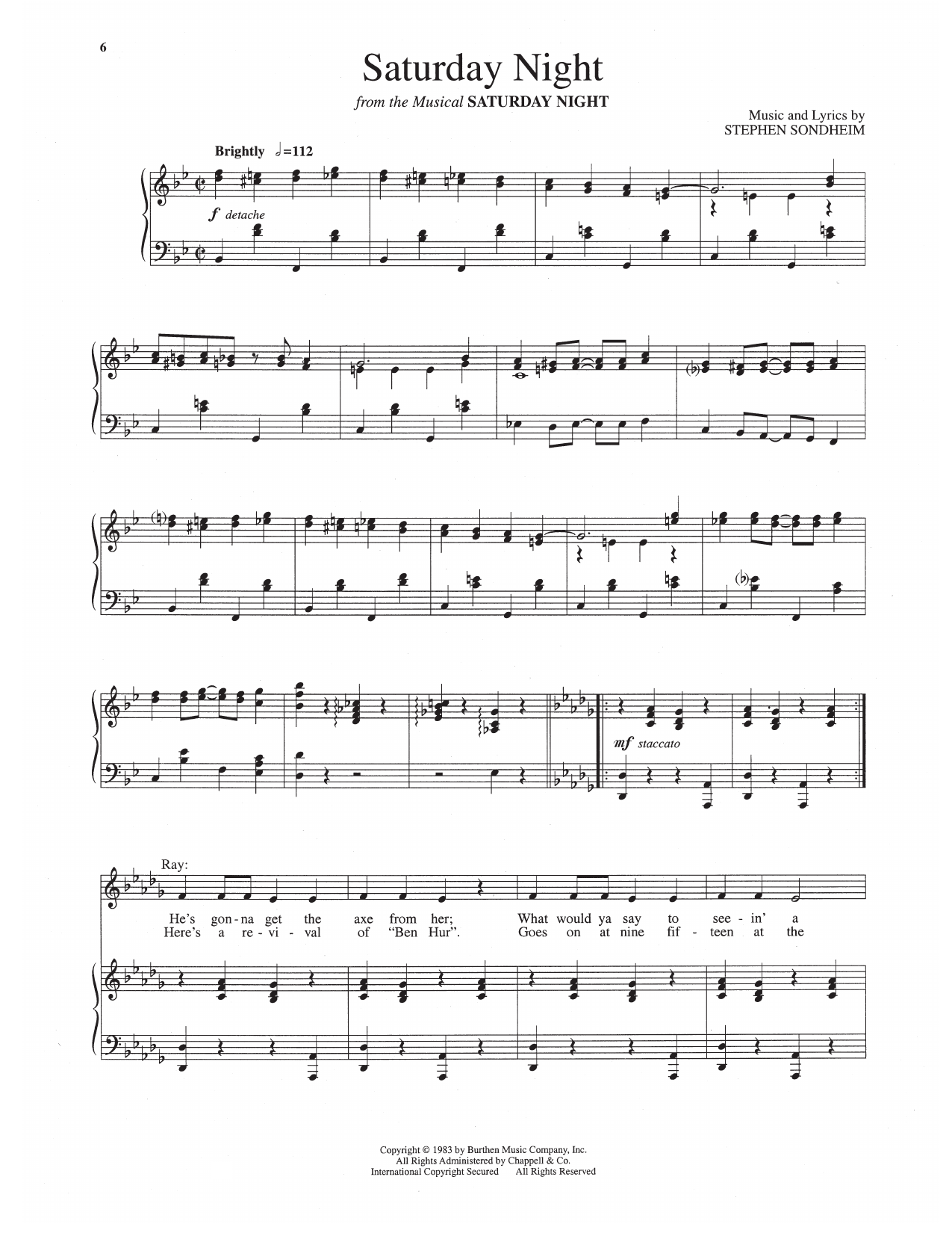 Saturday Night (from Saturday Night): Piano Vocal