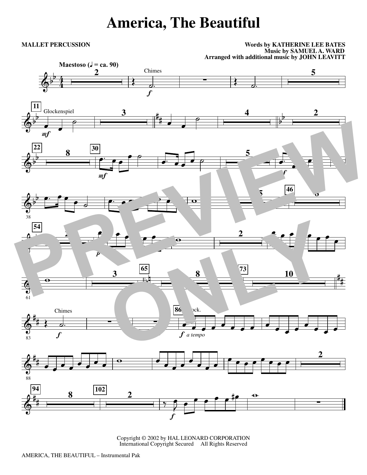 America, The Beautiful - Mallet Percussion: Choral Instrumental Pak