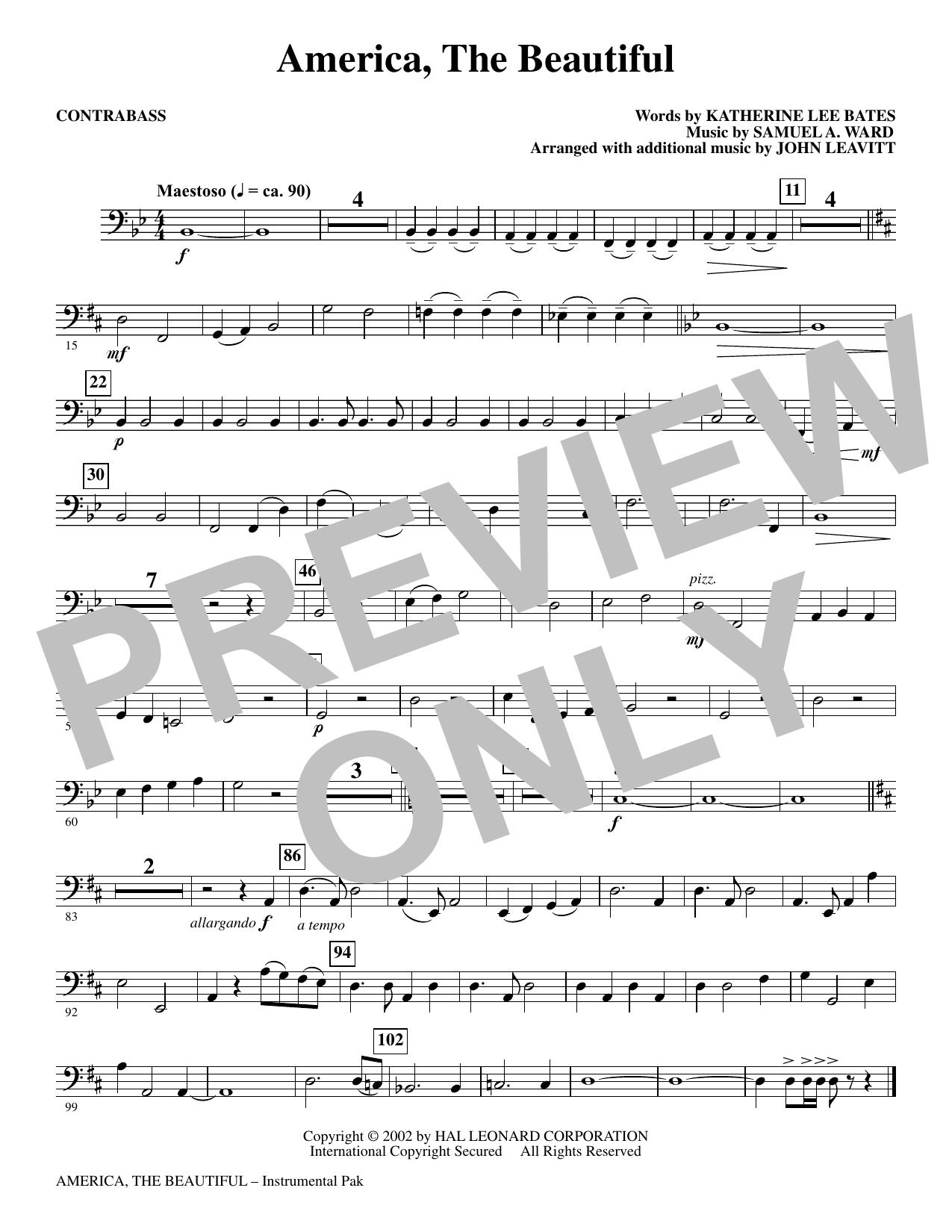 America, The Beautiful - Contrabass: Choral Instrumental Pak