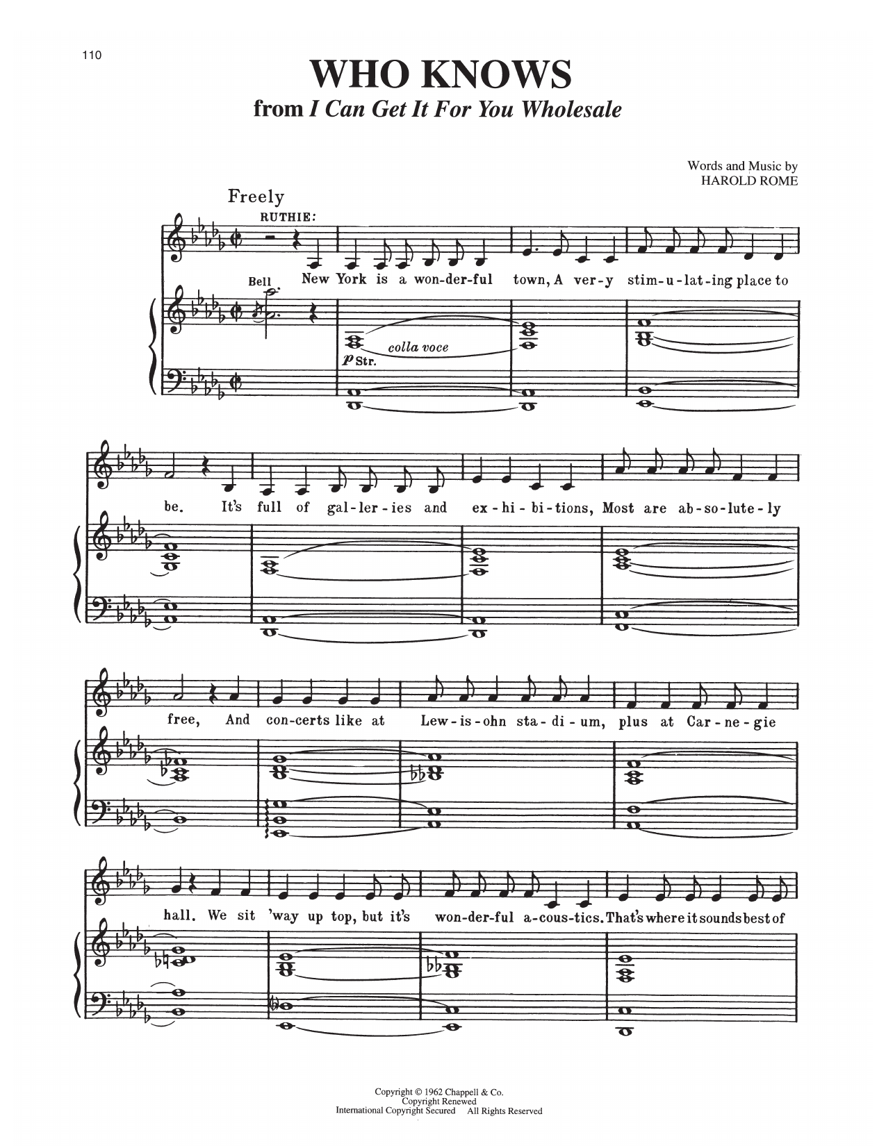 Who Knows: Piano Vocal